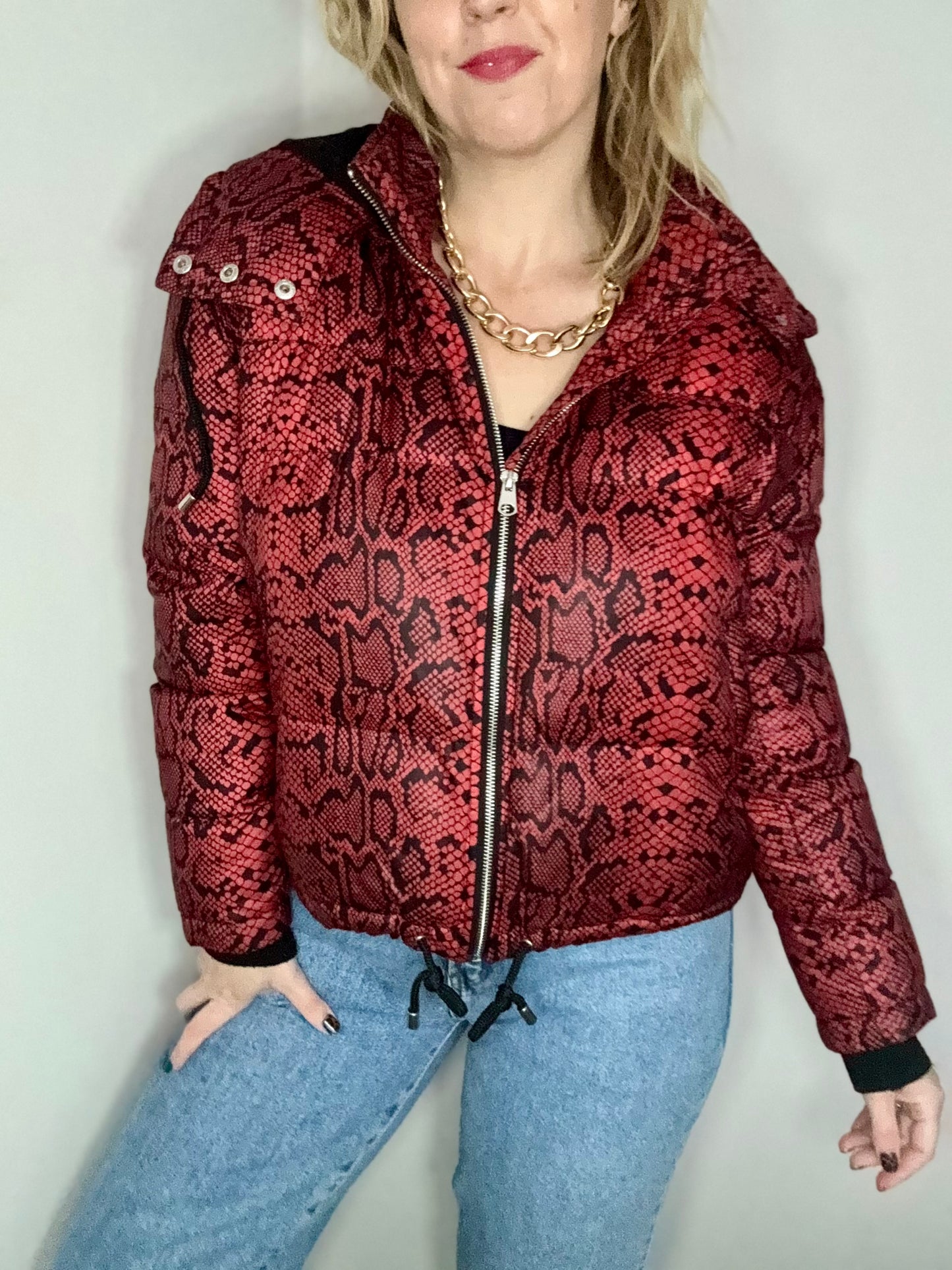 Zara ‘snakeprint’ puffa jacket