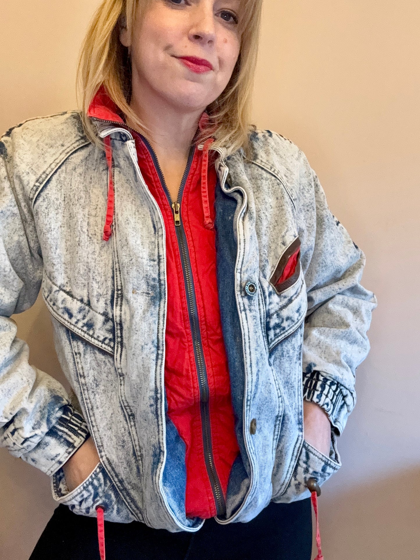 Vintage denim bomber jacket