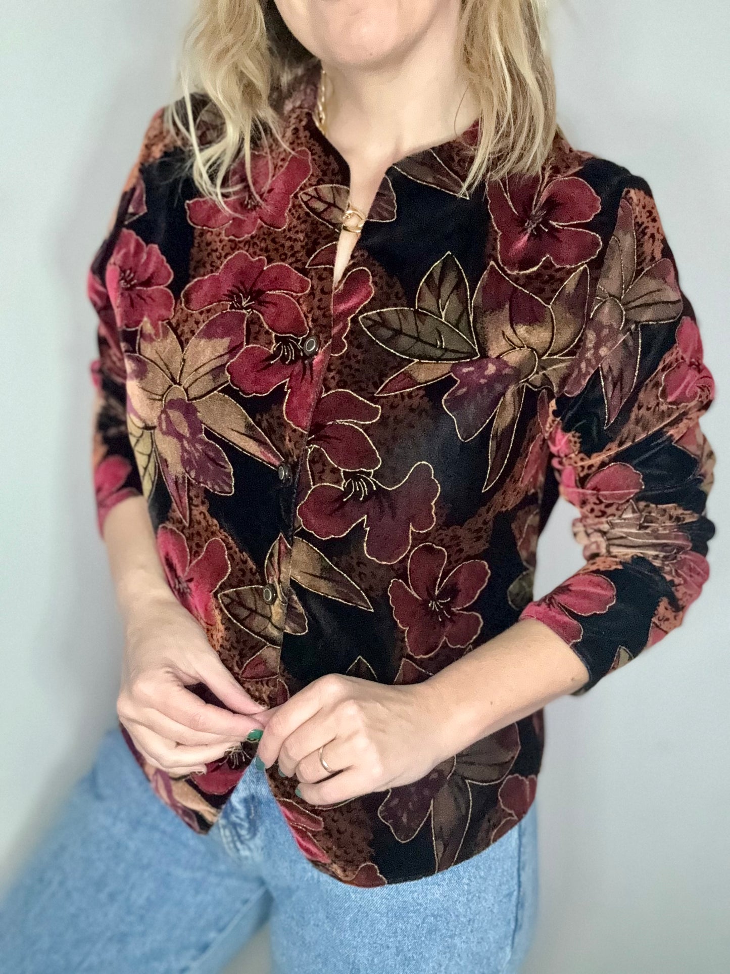 Vintage ‘velvet & leopard’ blouse/jacket