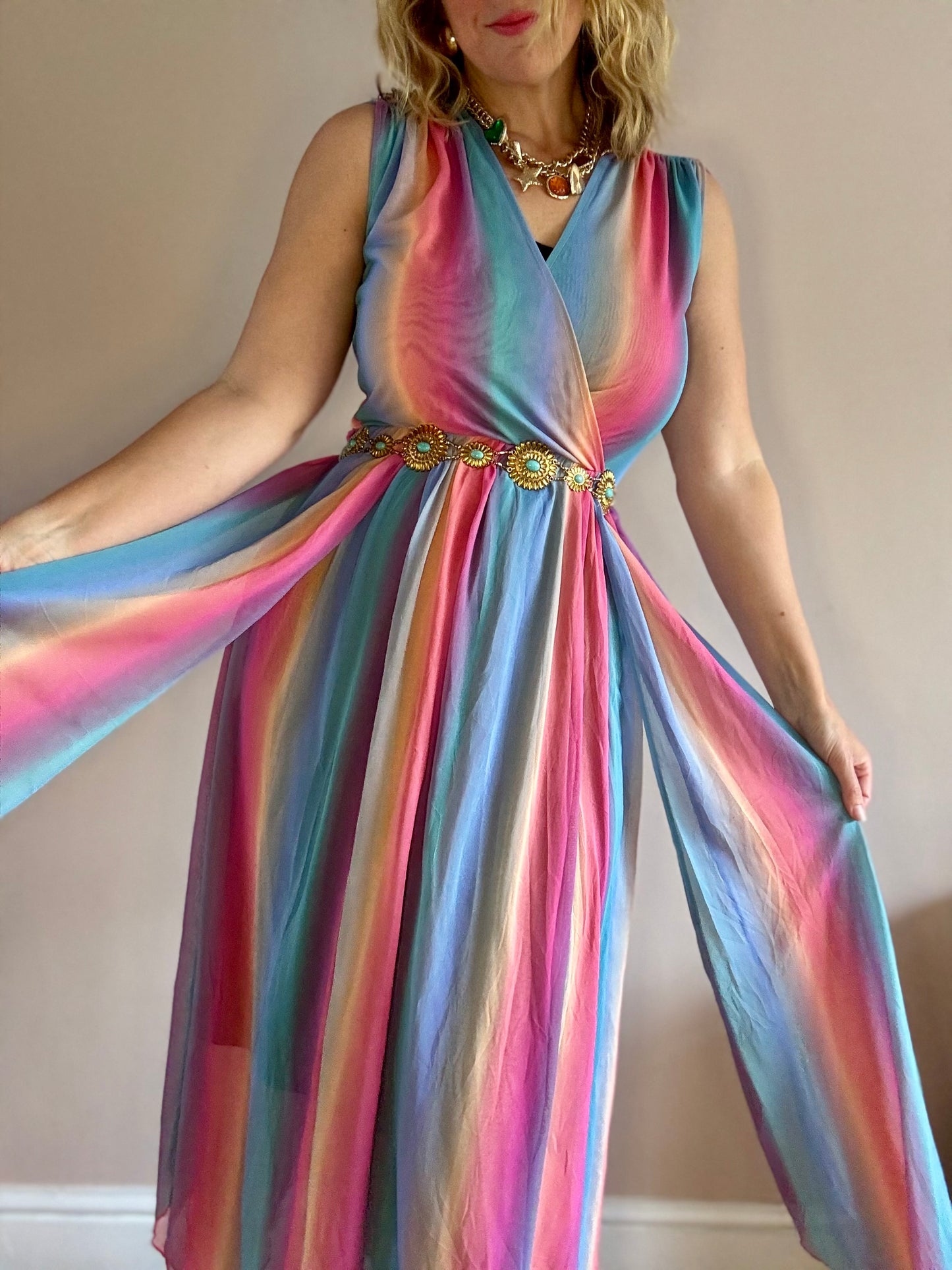 Vintage ‘rainbow sash’ dress