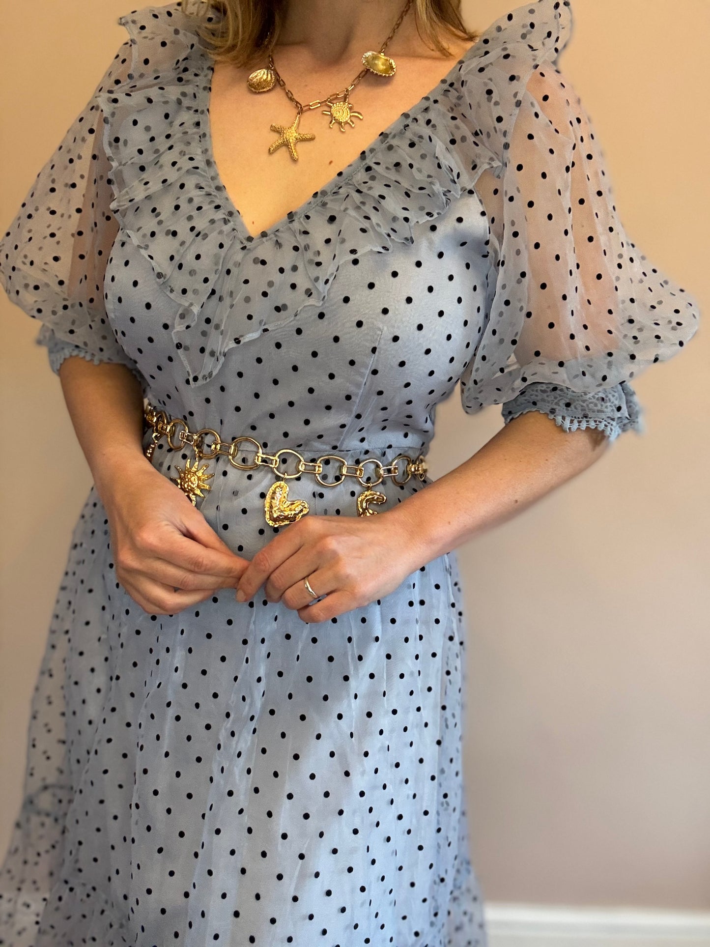 Polka dot baby blue dress
