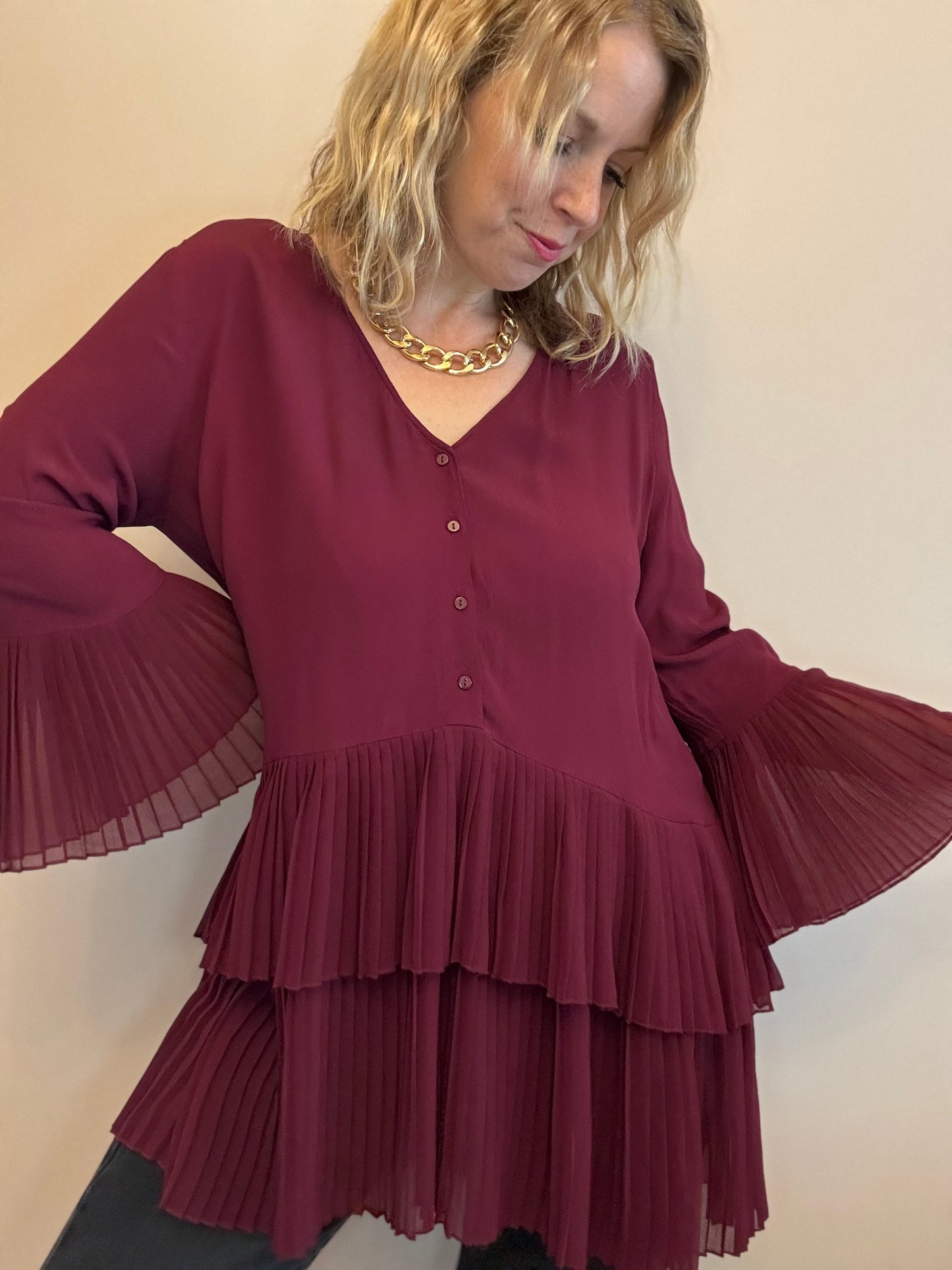 Preloved ‘merlot & pleats’ top