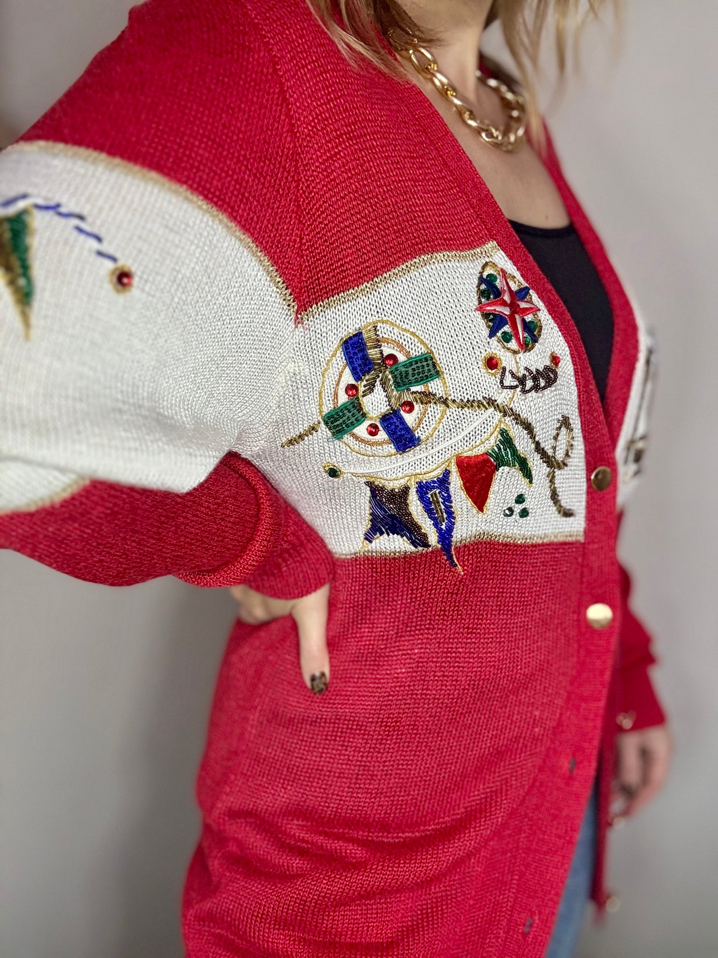 Vintage ‘beaded & nautical’ cardigan