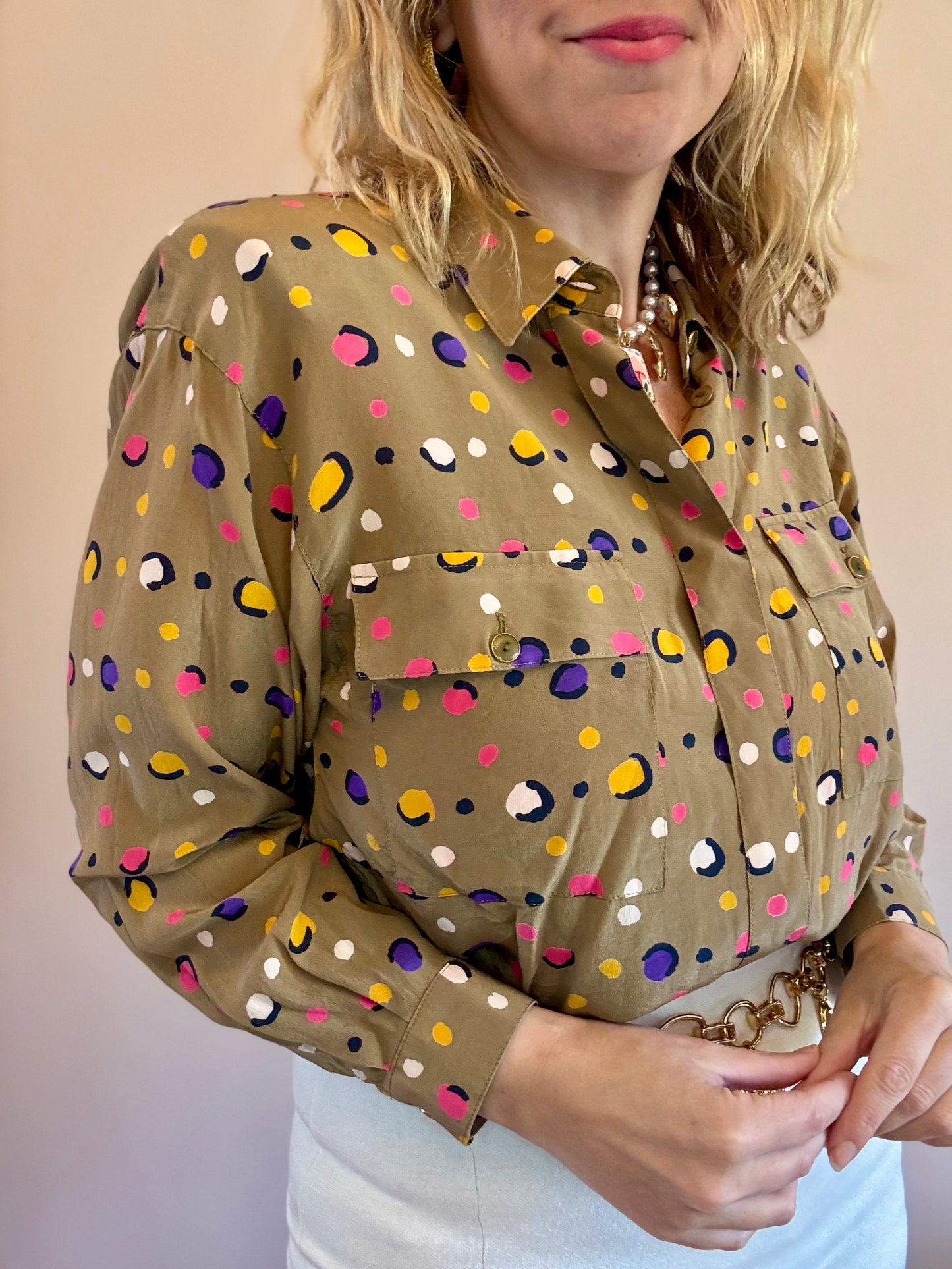 Vintage ‘bright polka dots’ blouse