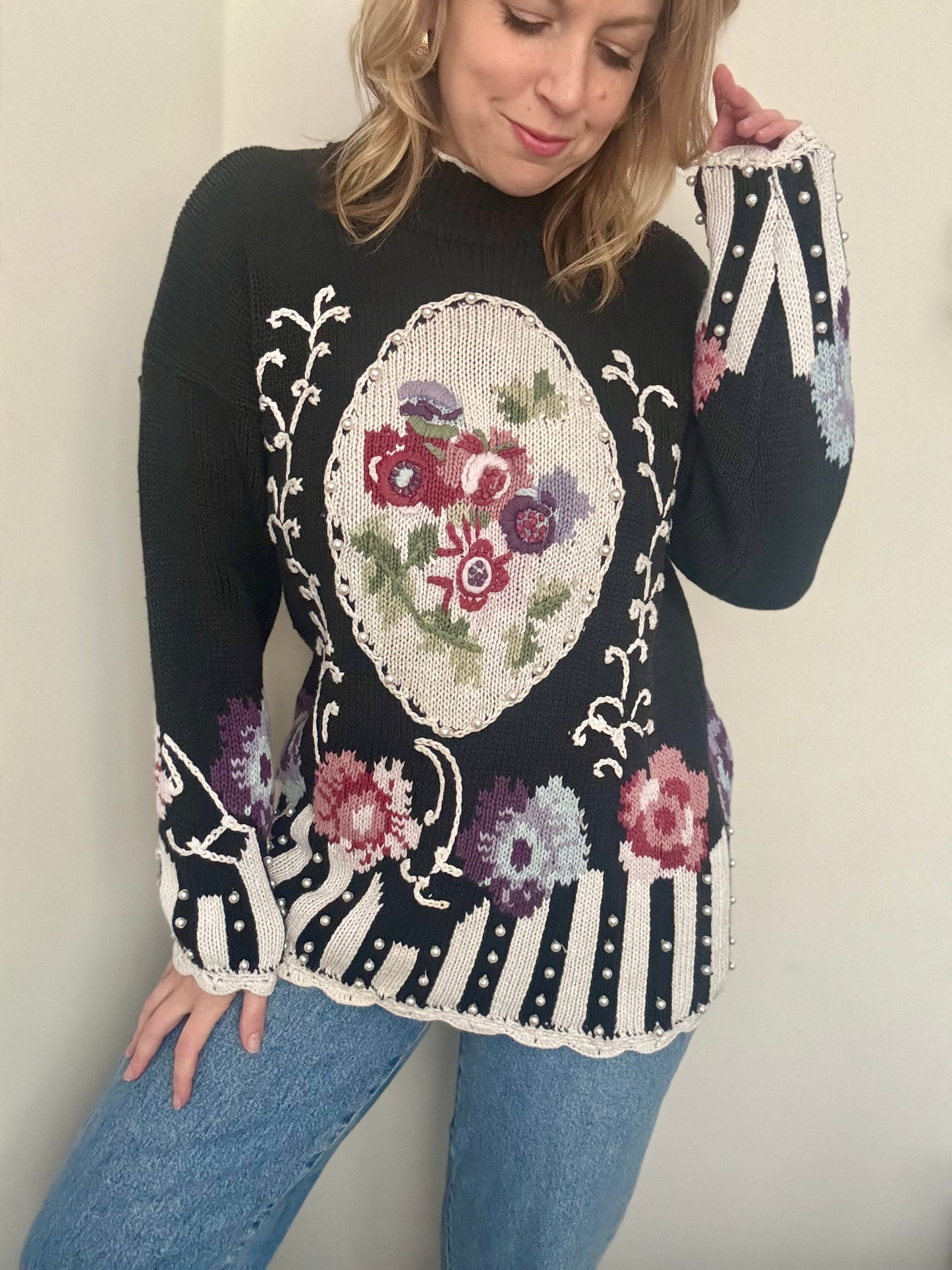 Vintage cotton embellished jumper
