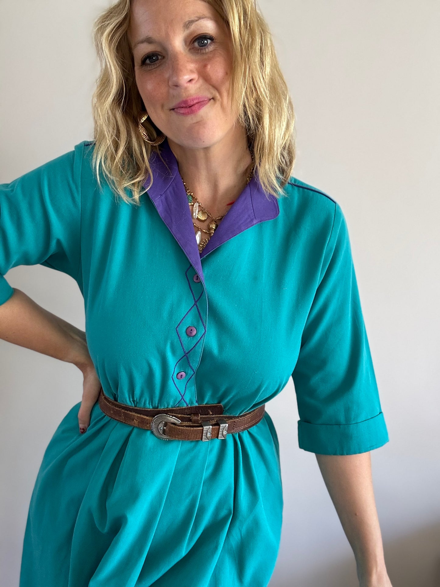 Vintage 1980s teal dress