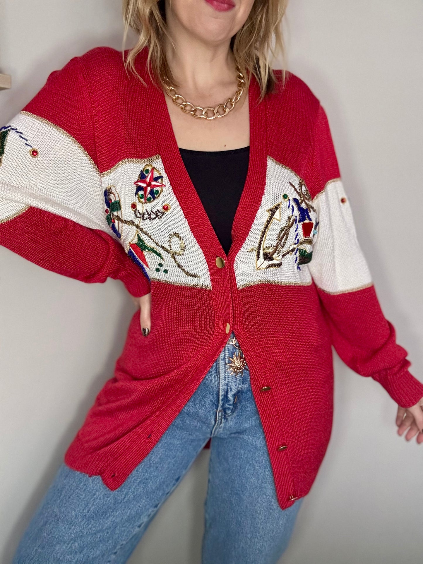 Vintage ‘beaded & nautical’ cardigan