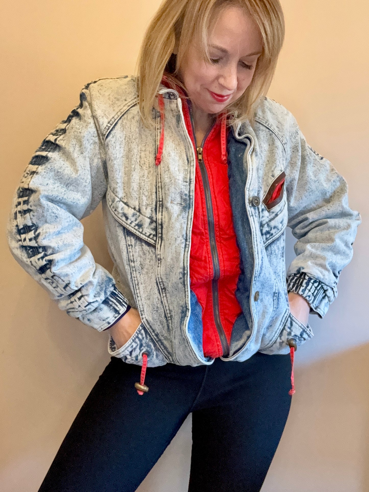 Vintage denim bomber jacket