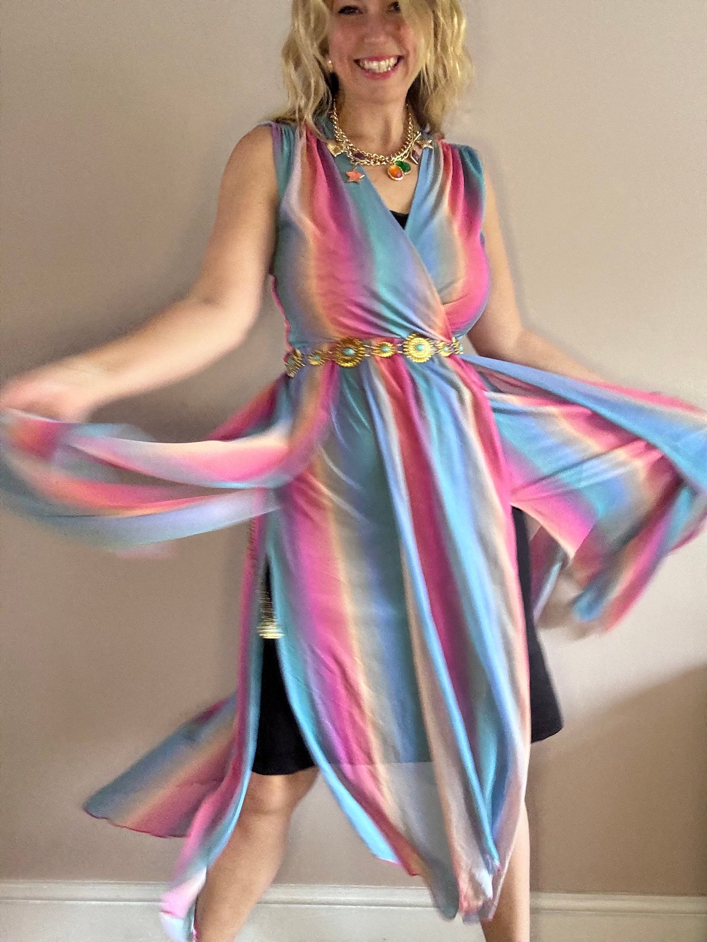 Vintage ‘rainbow sash’ dress
