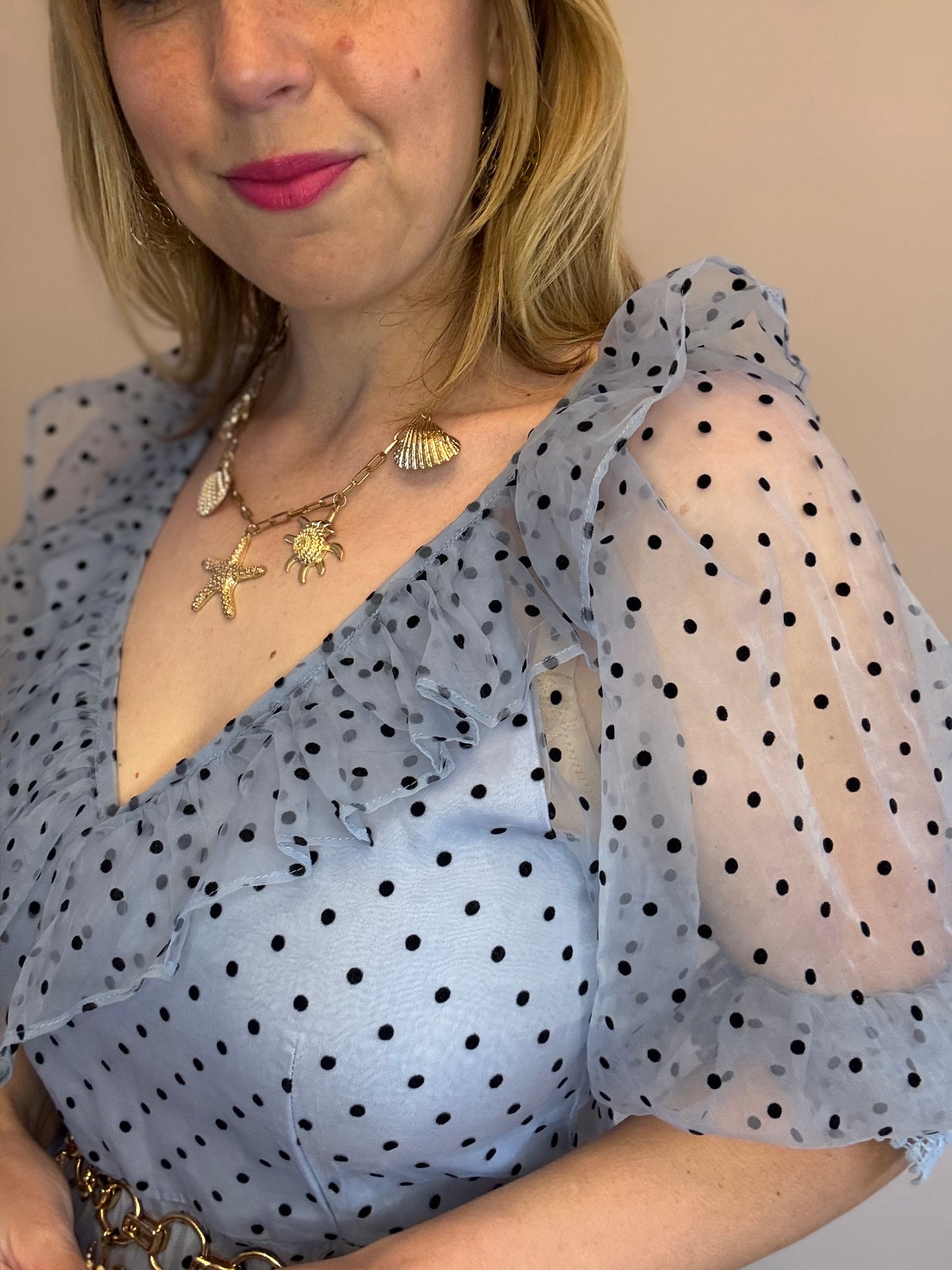 Polka dot baby blue dress