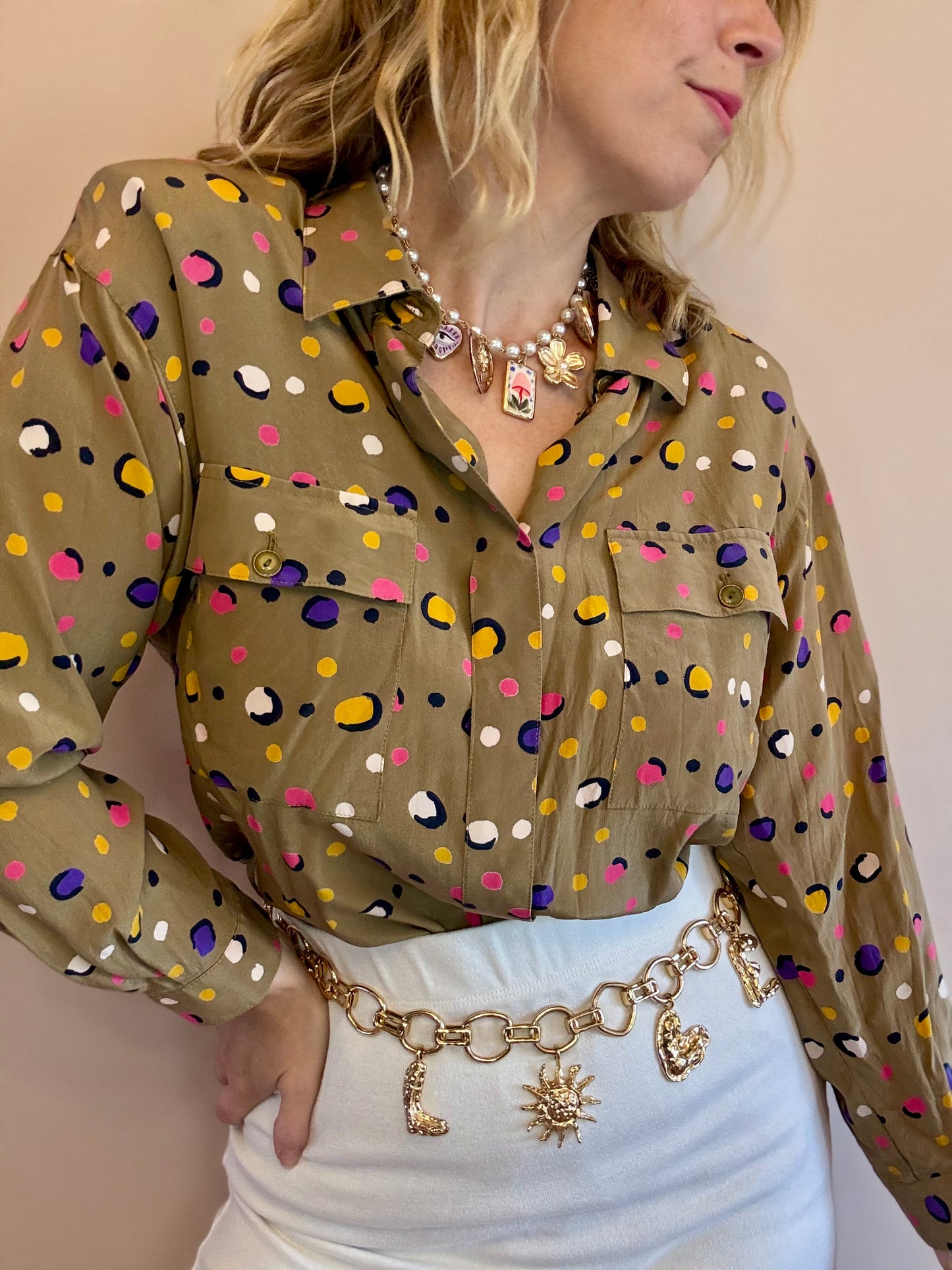 Vintage ‘bright polka dots’ blouse