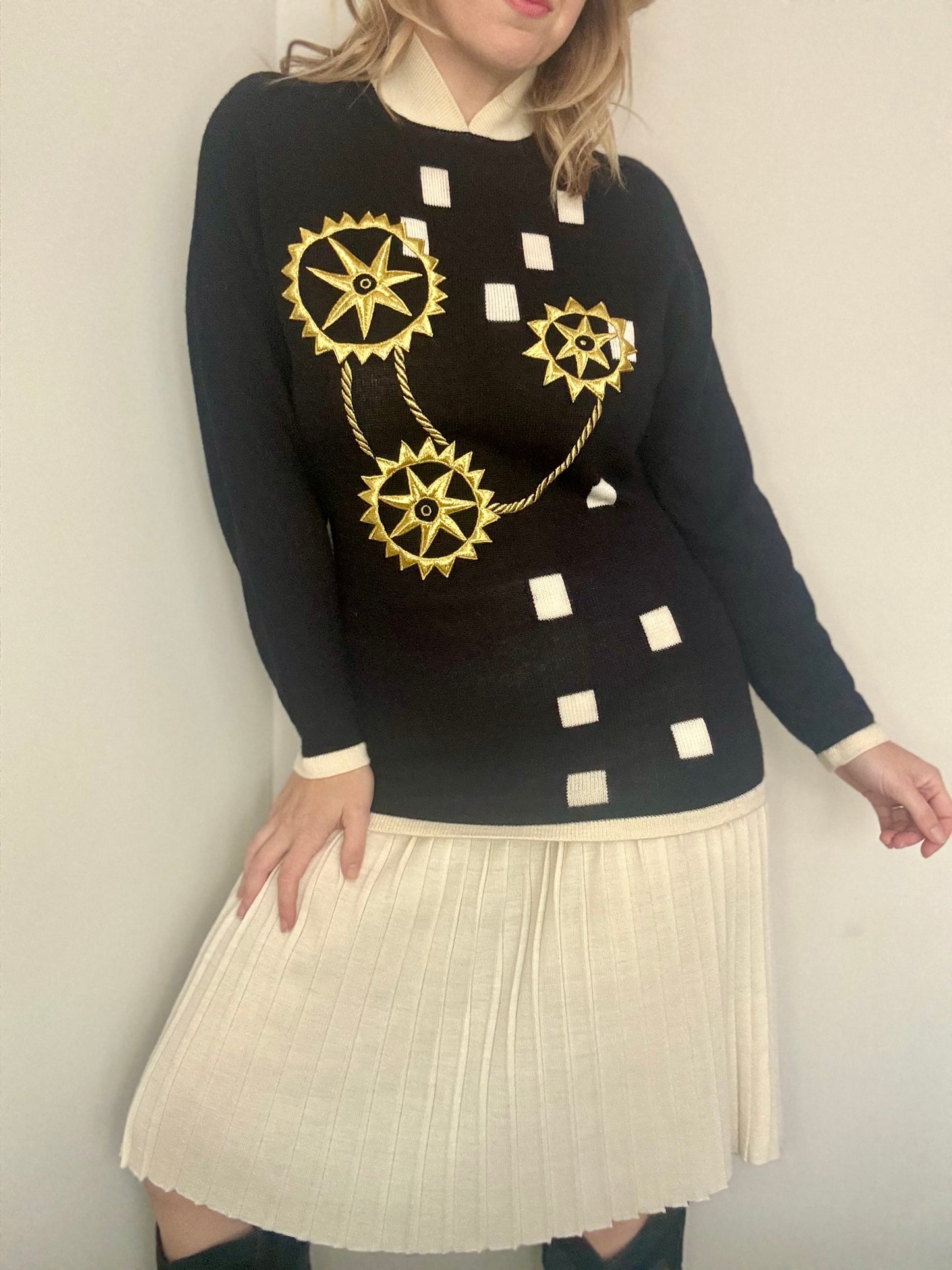 Vintage ‘gold & pleats’ two piece set