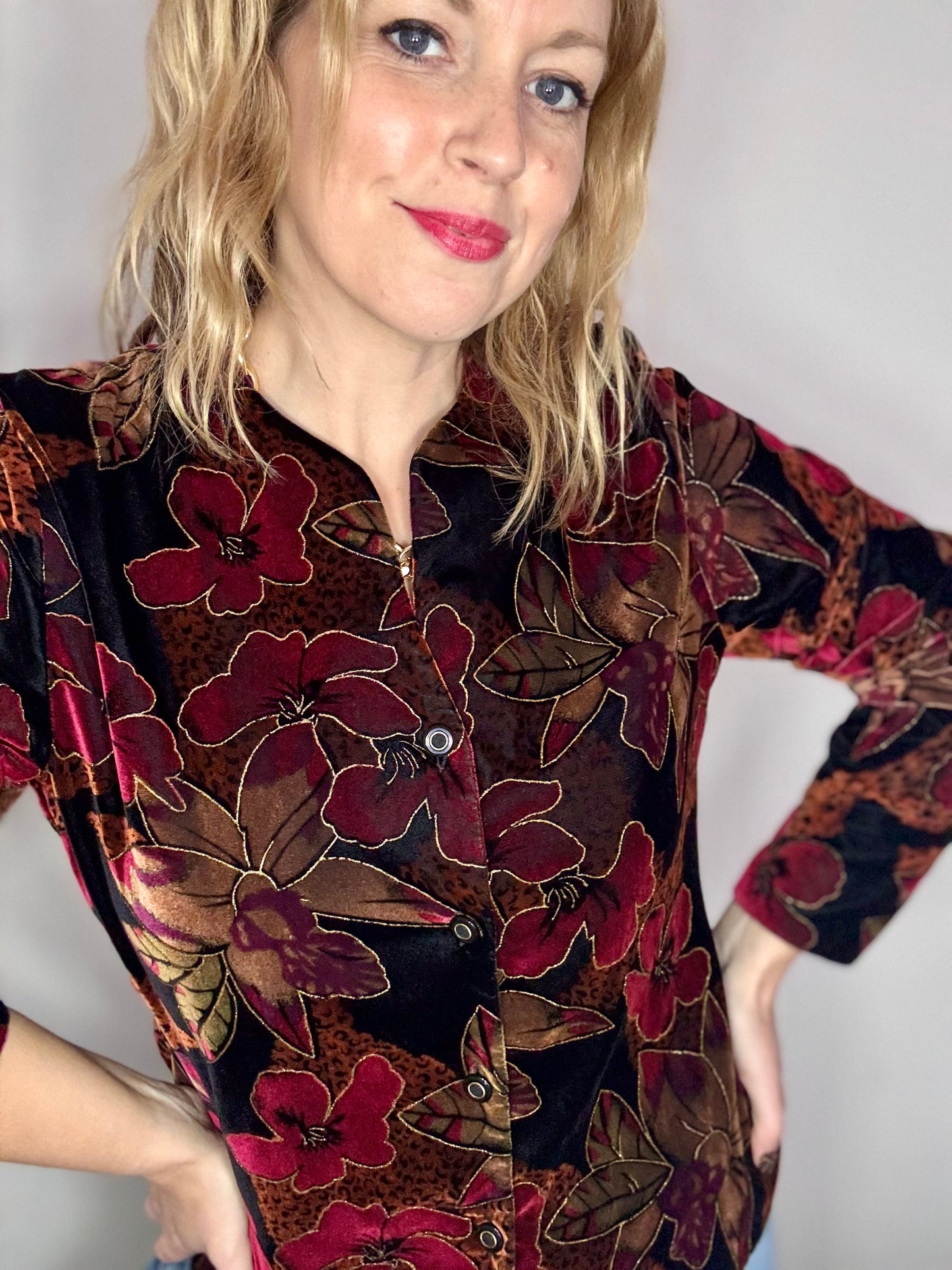 Vintage ‘velvet & leopard’ blouse/jacket