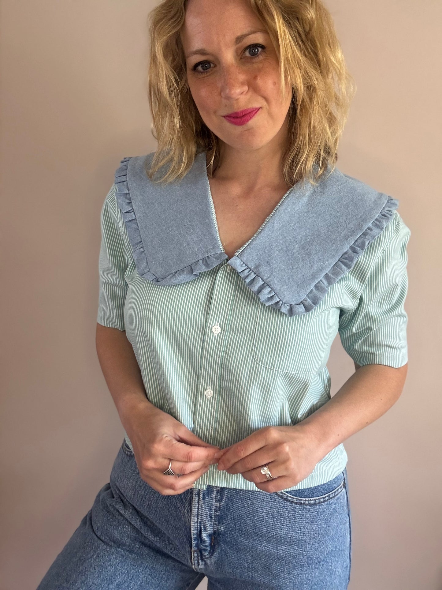 Reworked shirt with statement collar