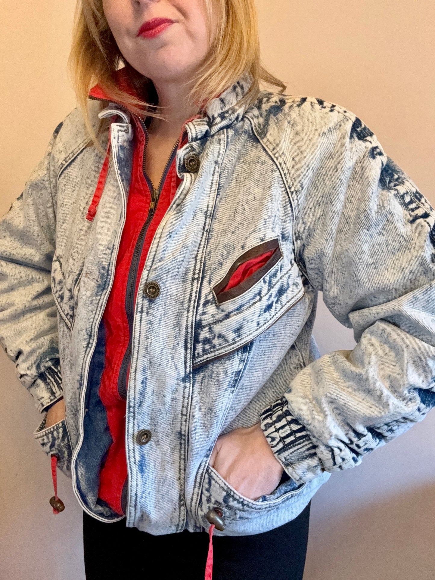 Vintage denim bomber jacket
