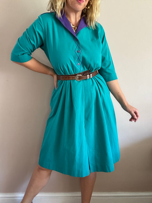 Vintage 1980s teal dress