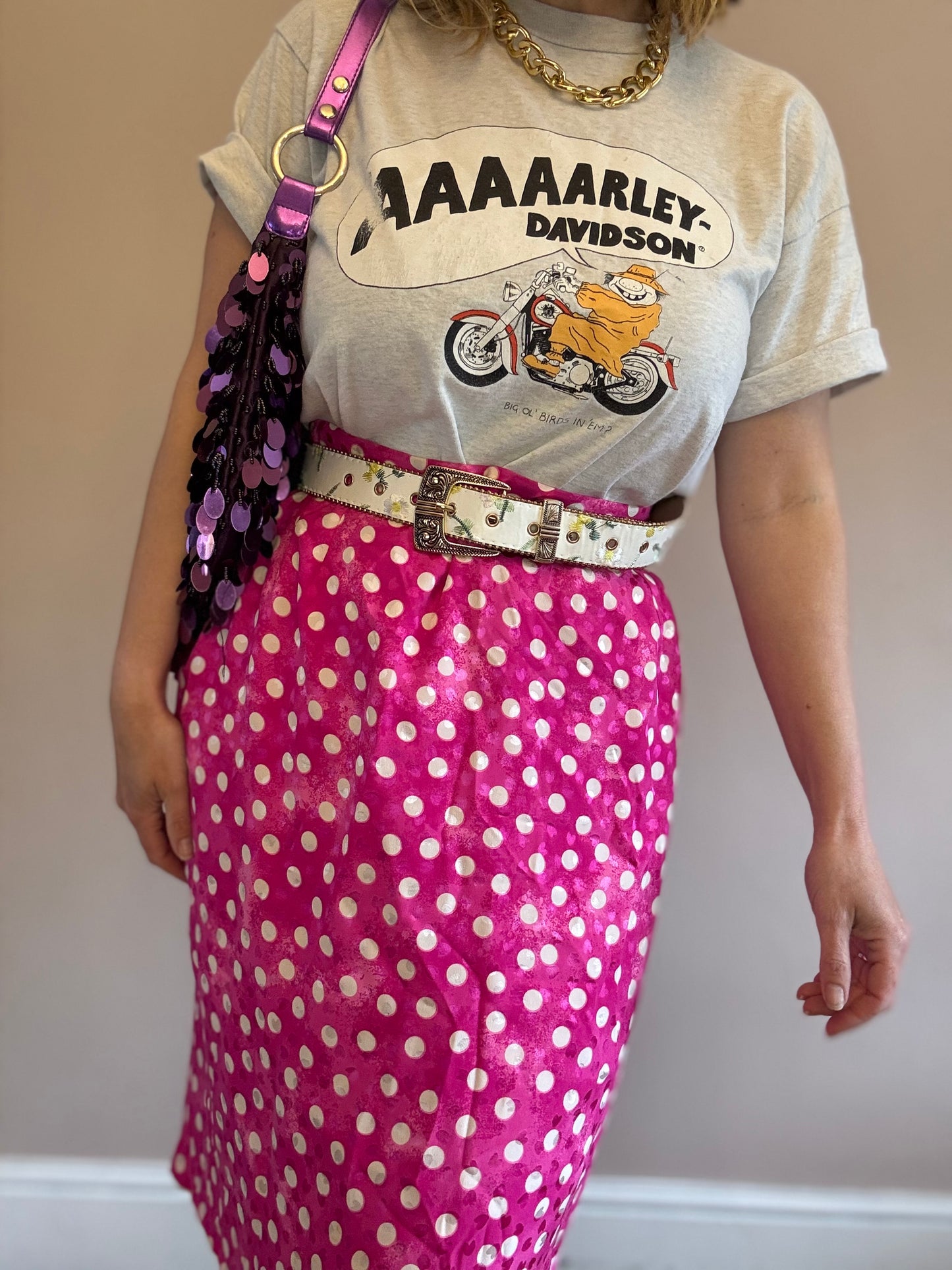 Vintage 1980s pink dots & hearts skirts