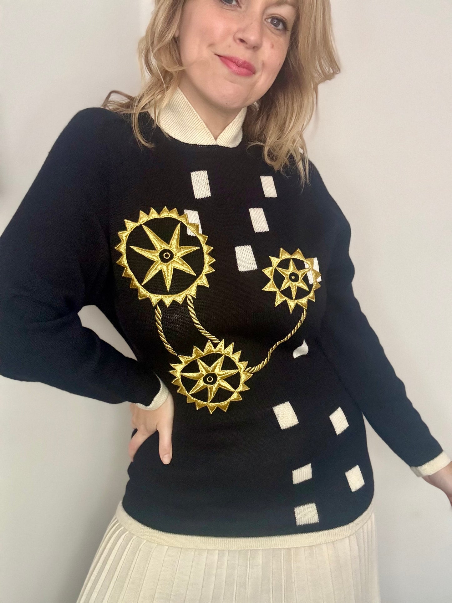 Vintage ‘gold & pleats’ two piece set