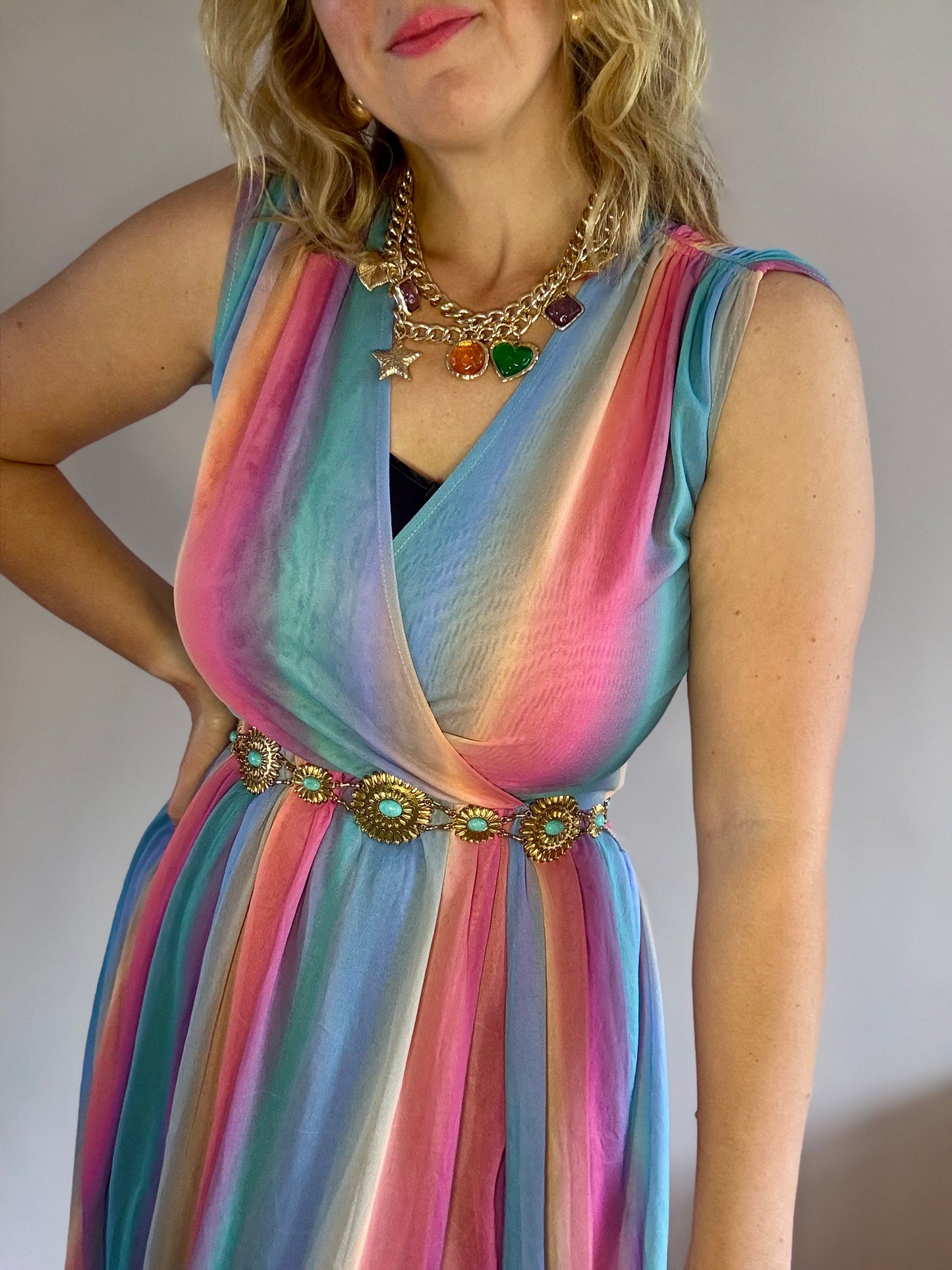 Vintage ‘rainbow sash’ dress