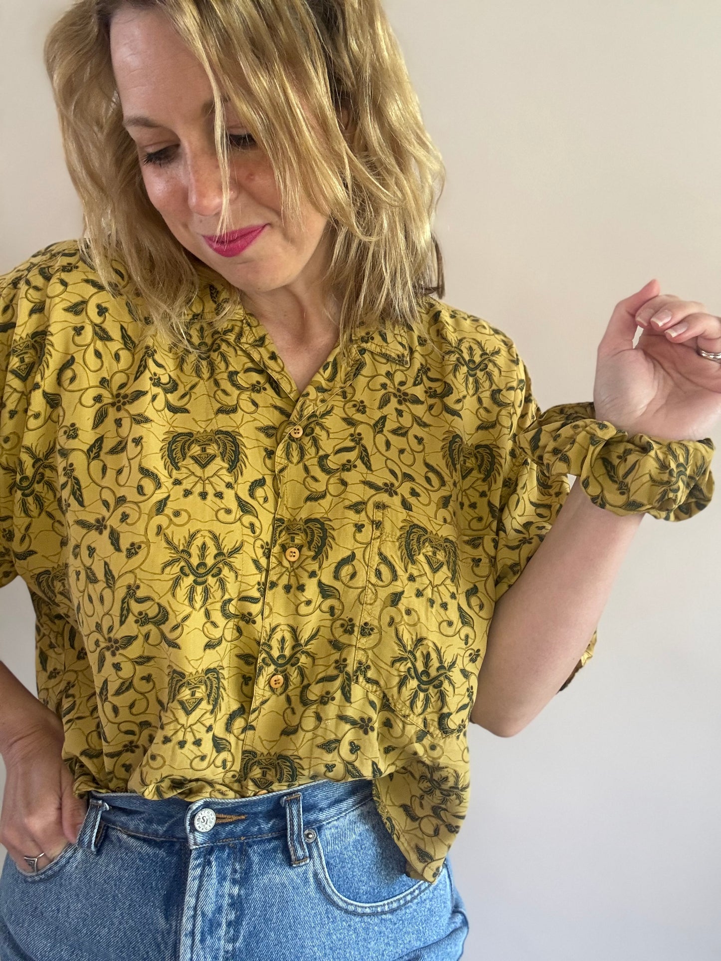 Reworked vintage blouse with matching scrunchie