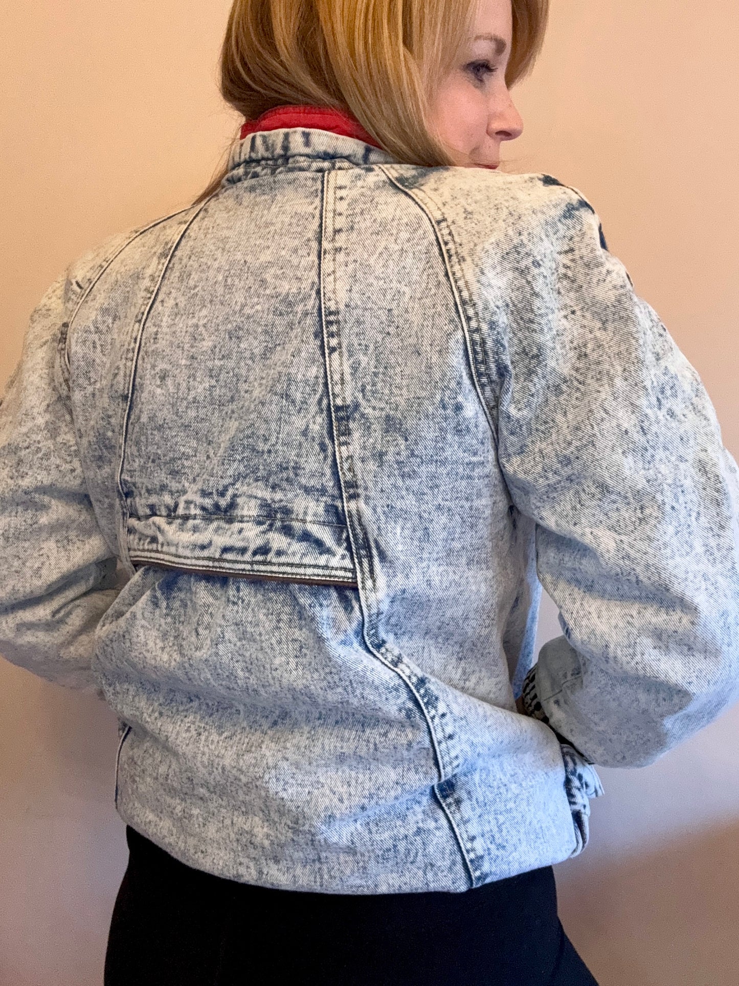 Vintage denim bomber jacket