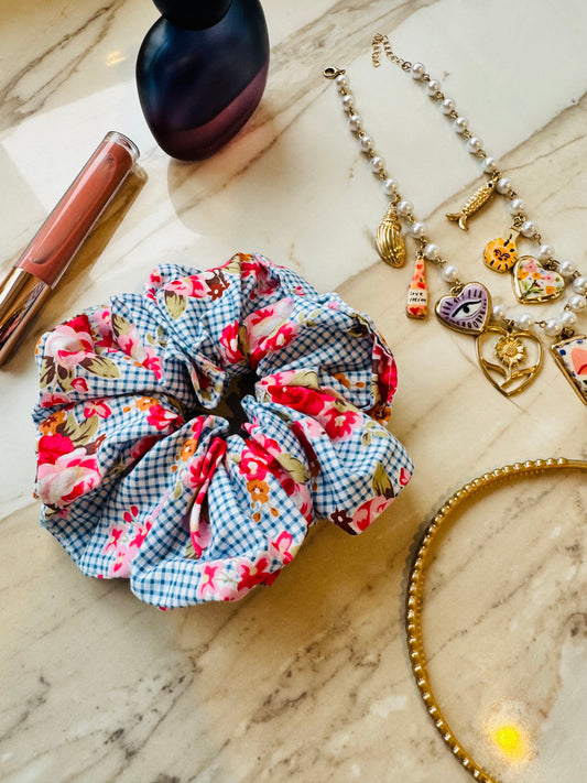 ‘Picnic’ floral spray scrunchie