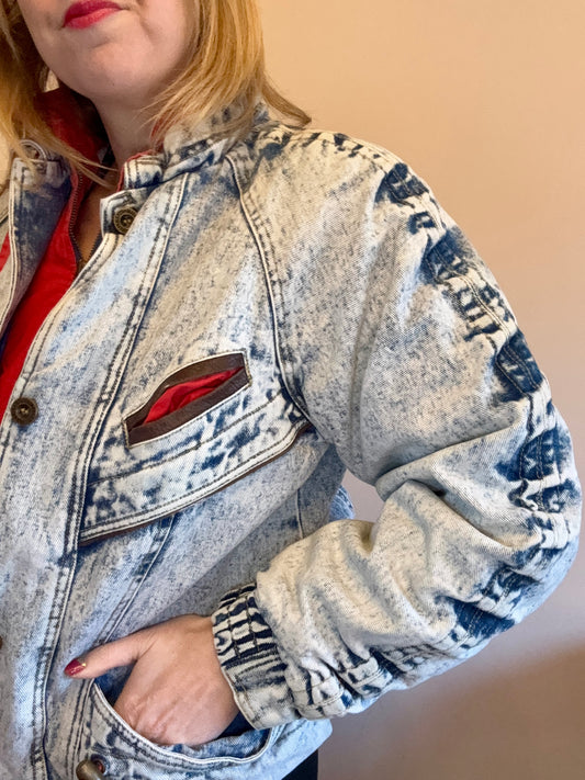 Vintage denim bomber jacket