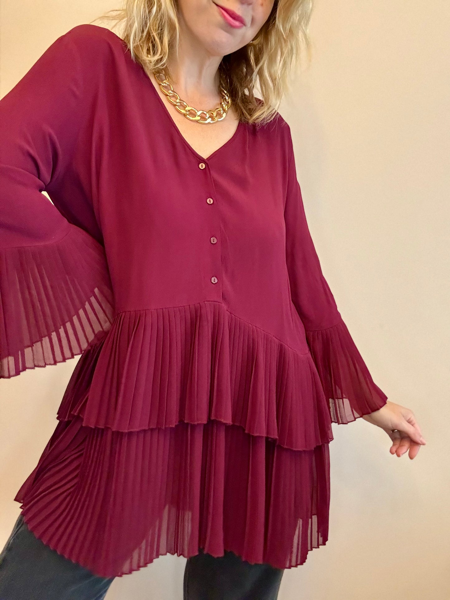 Preloved ‘merlot & pleats’ top