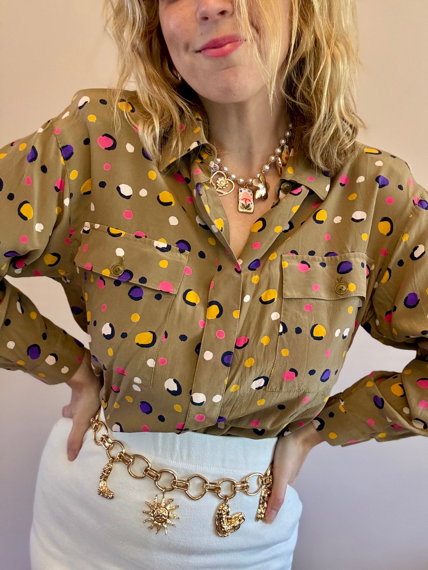 Vintage ‘bright polka dots’ blouse