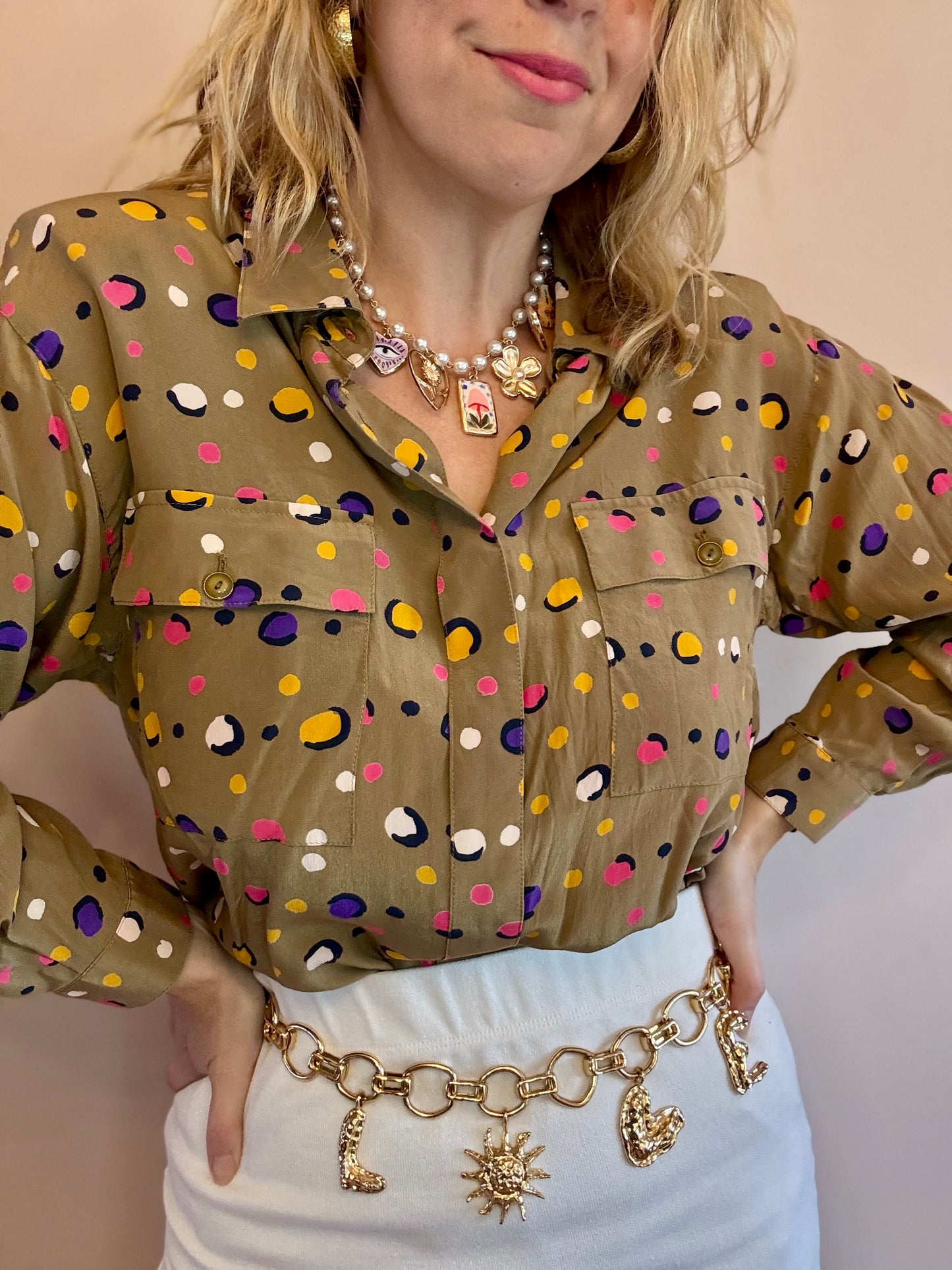 Vintage ‘bright polka dots’ blouse
