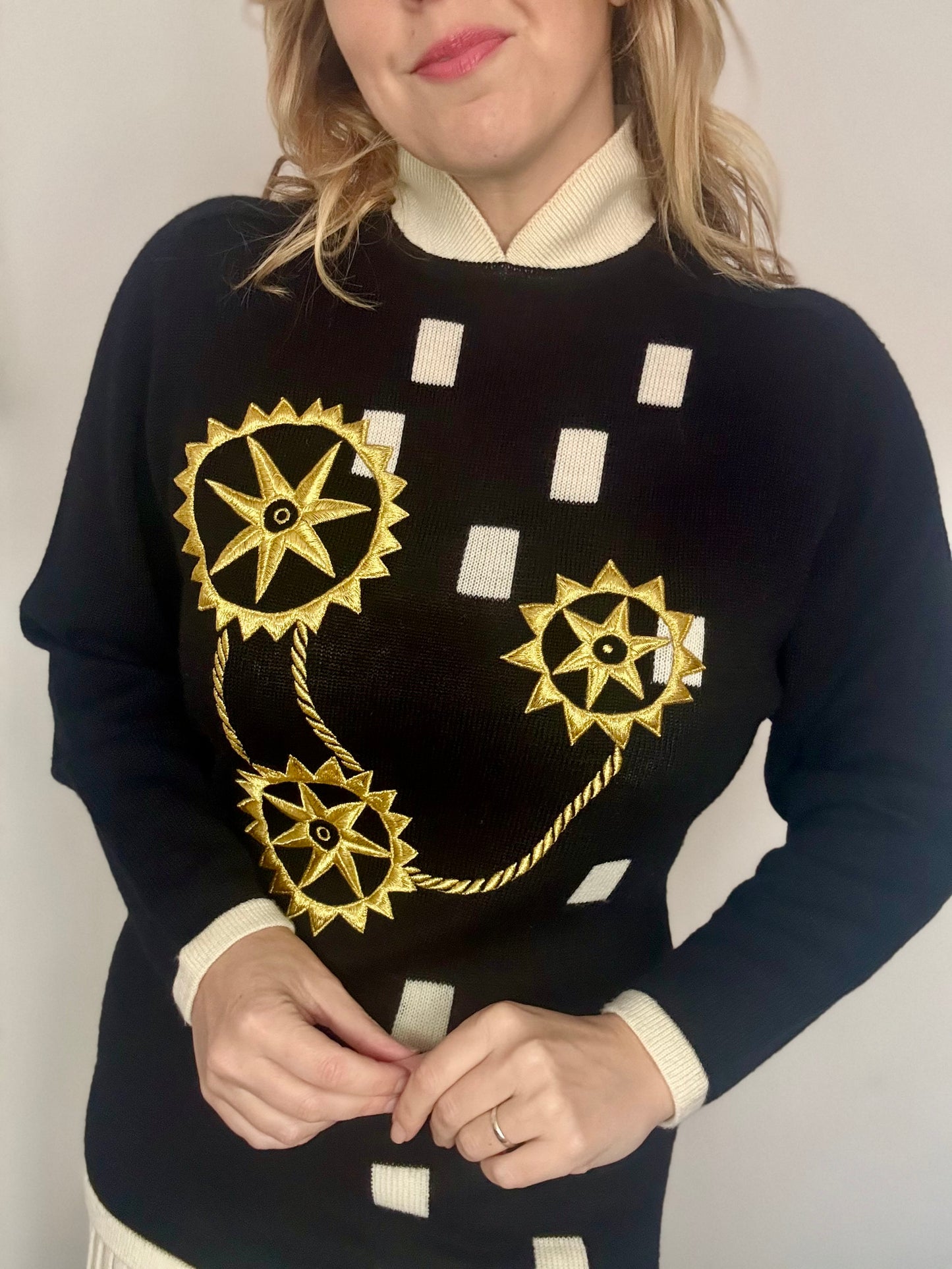 Vintage ‘gold & pleats’ two piece set