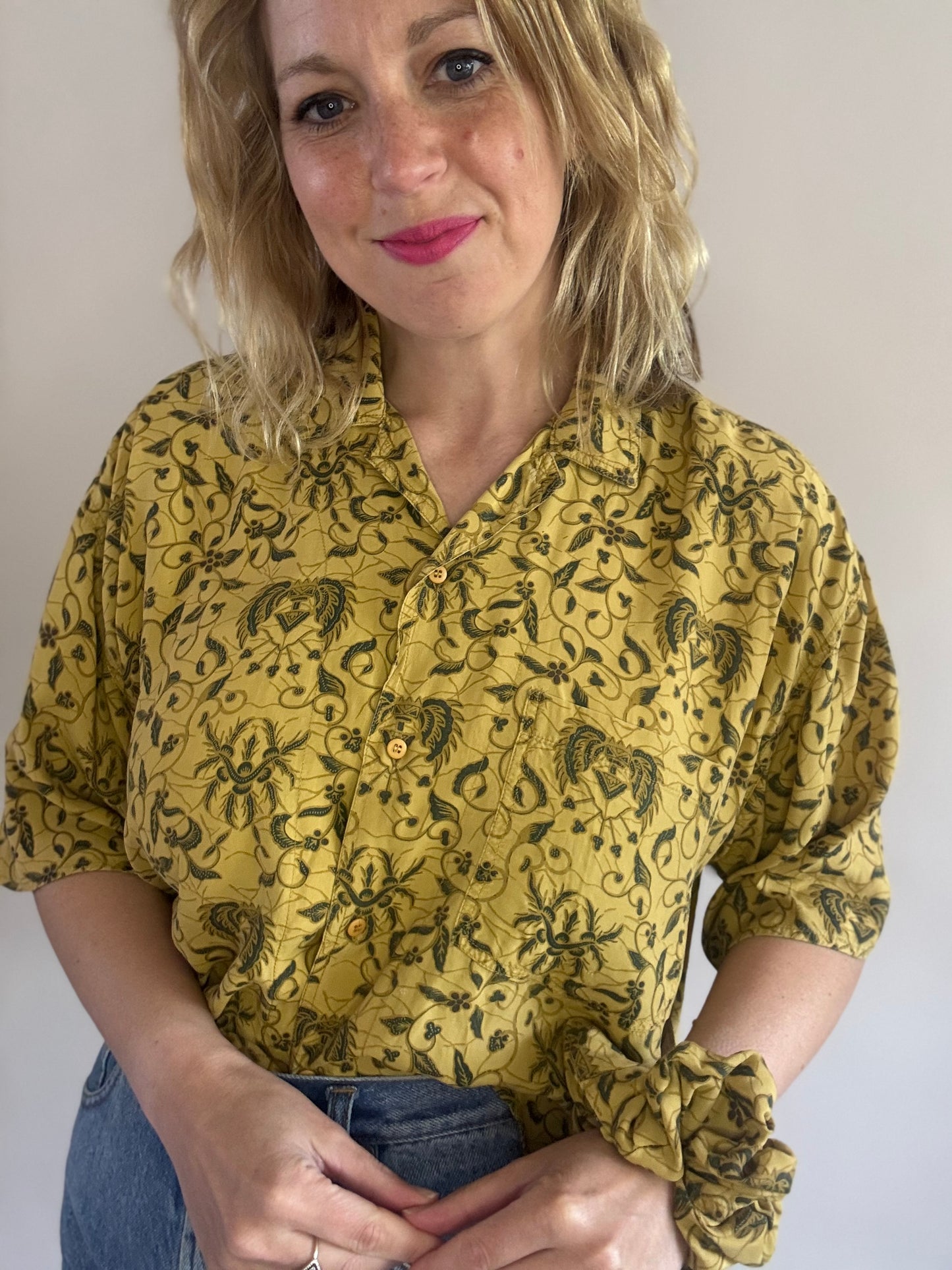 Reworked vintage blouse with matching scrunchie