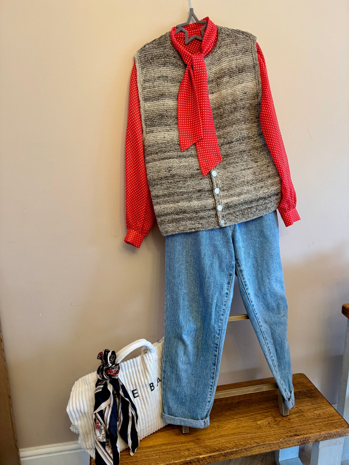 Vintage wool handknitted waistcoat