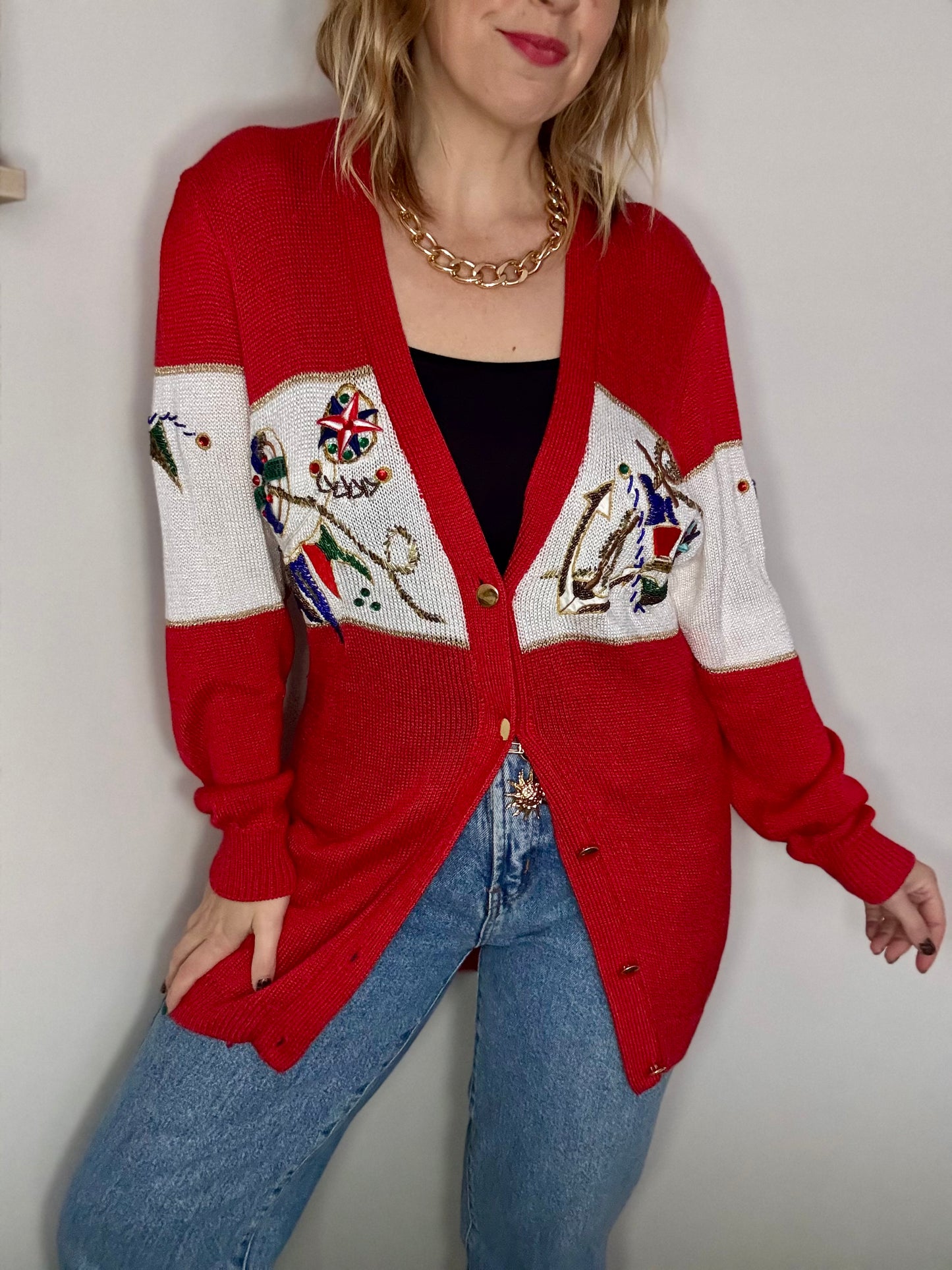 Vintage ‘beaded & nautical’ cardigan