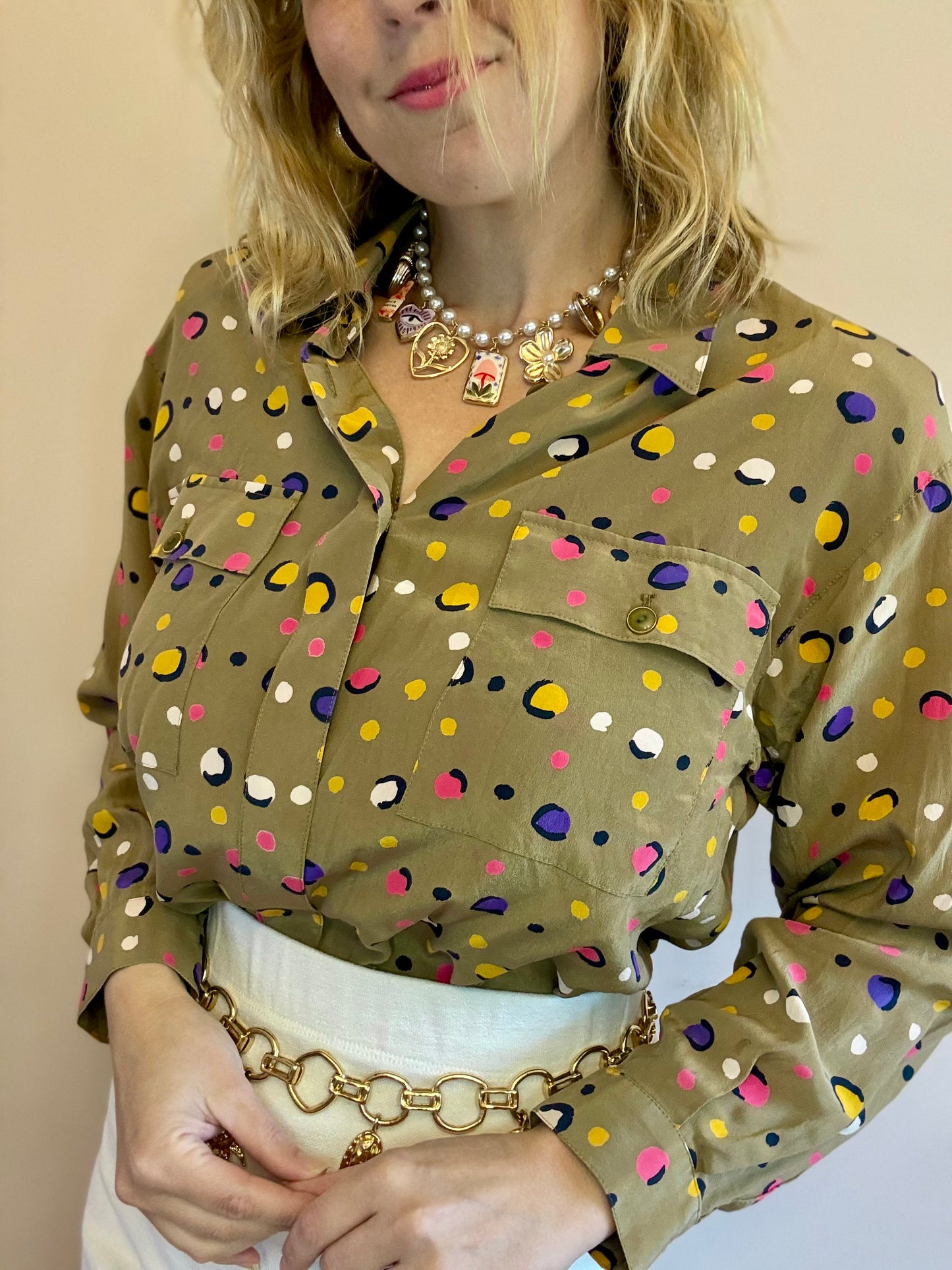 Vintage ‘bright polka dots’ blouse