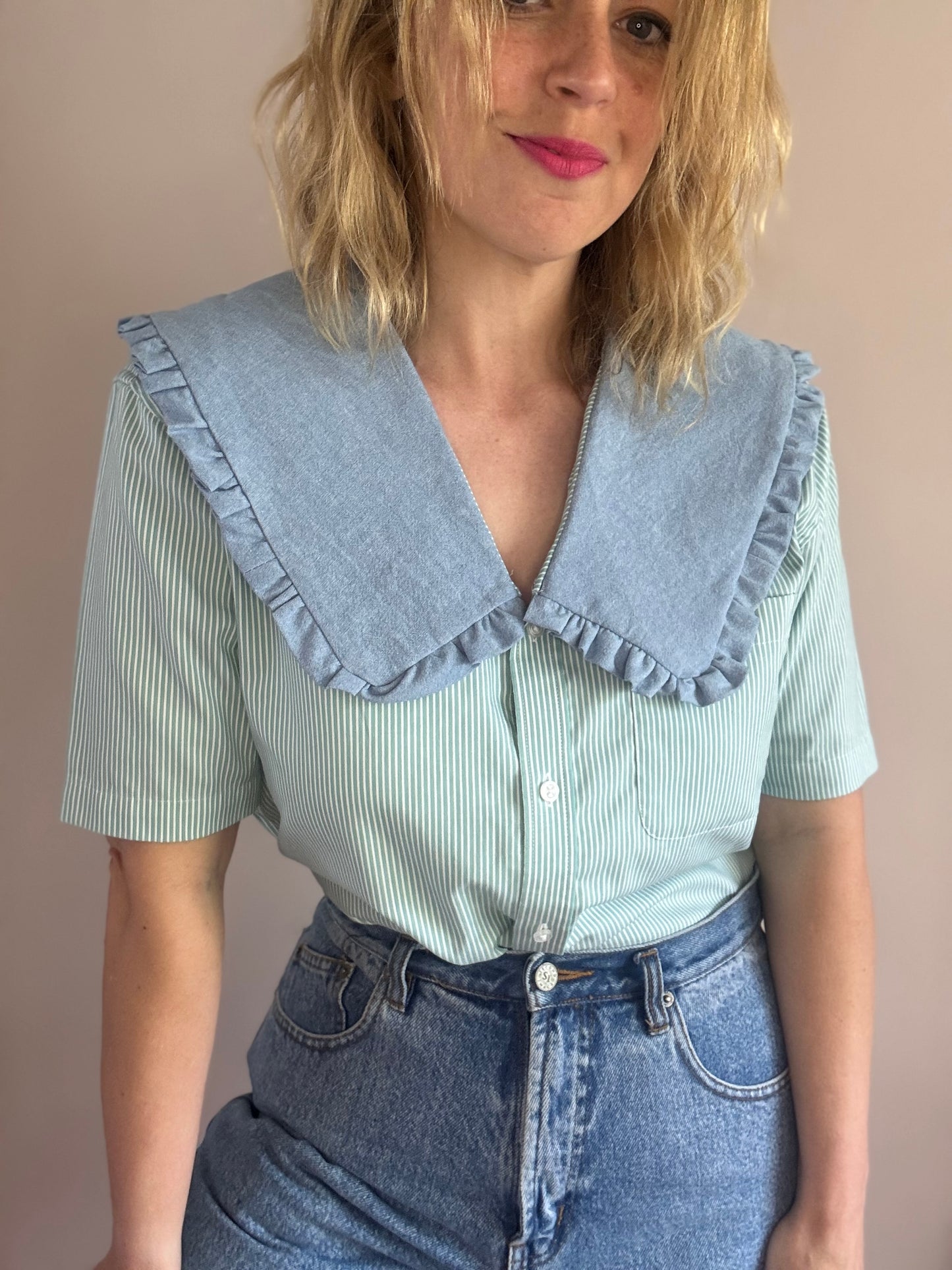 Reworked shirt with statement collar