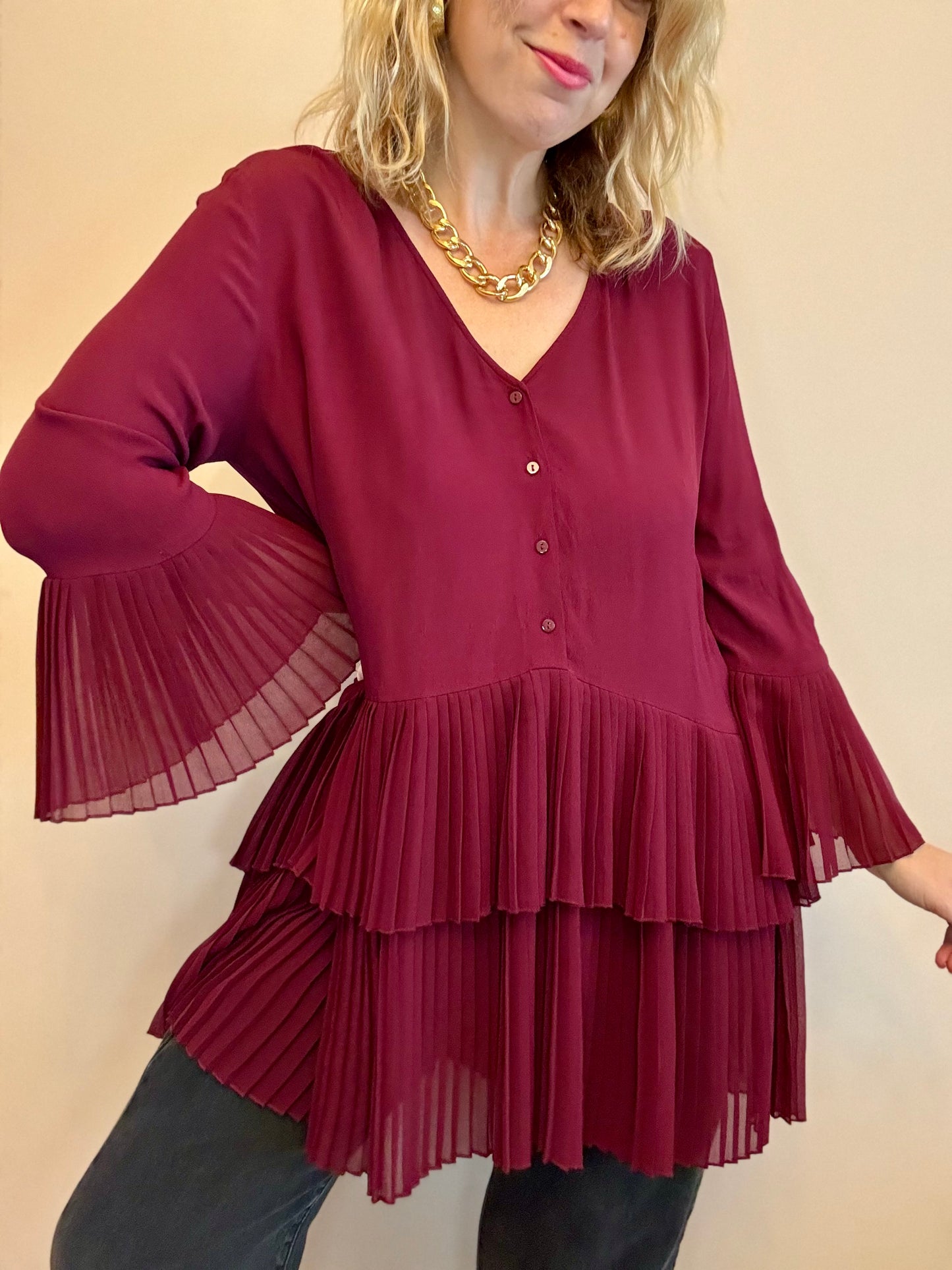 Preloved ‘merlot & pleats’ top