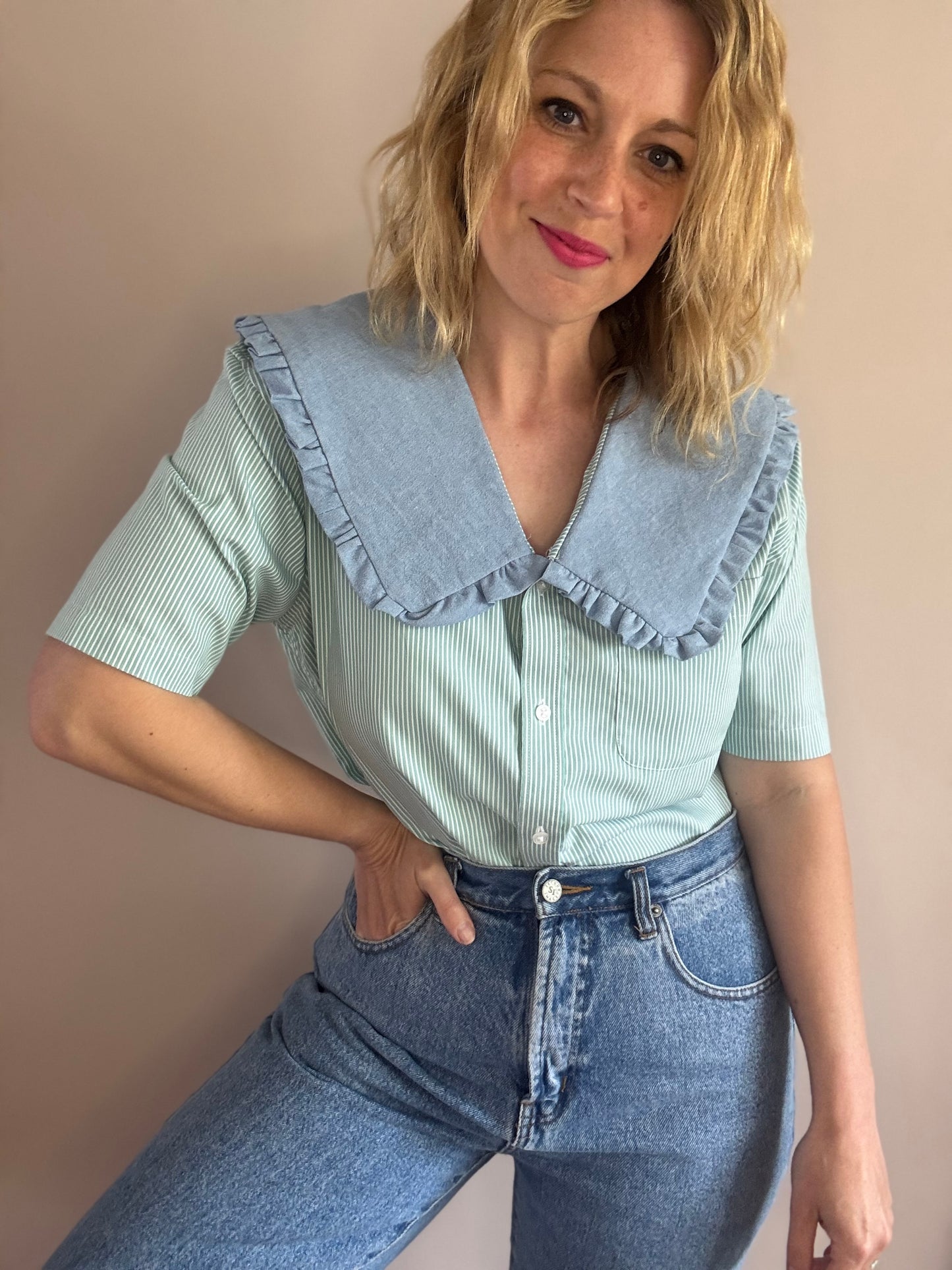 Reworked shirt with statement collar