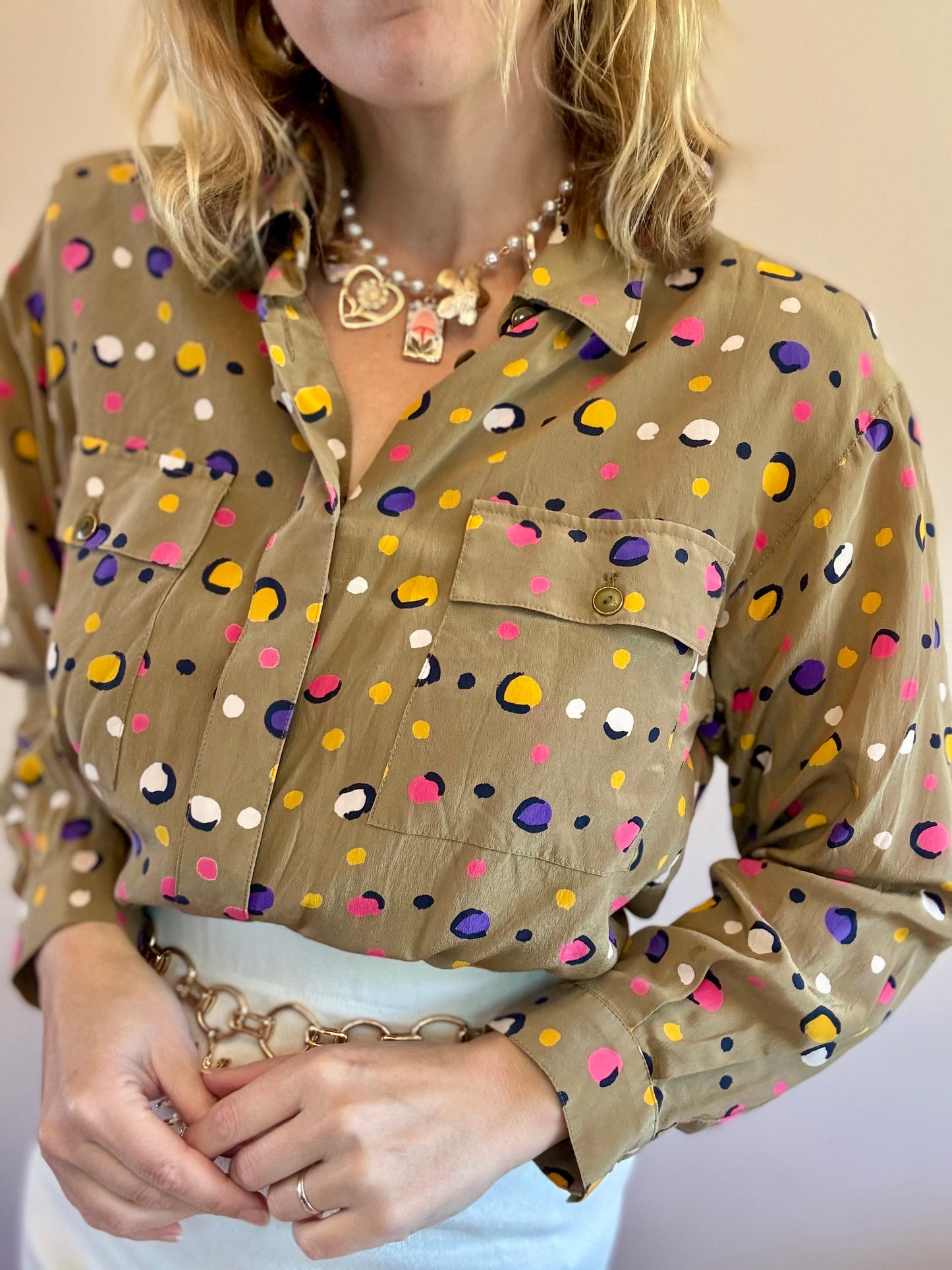Vintage ‘bright polka dots’ blouse
