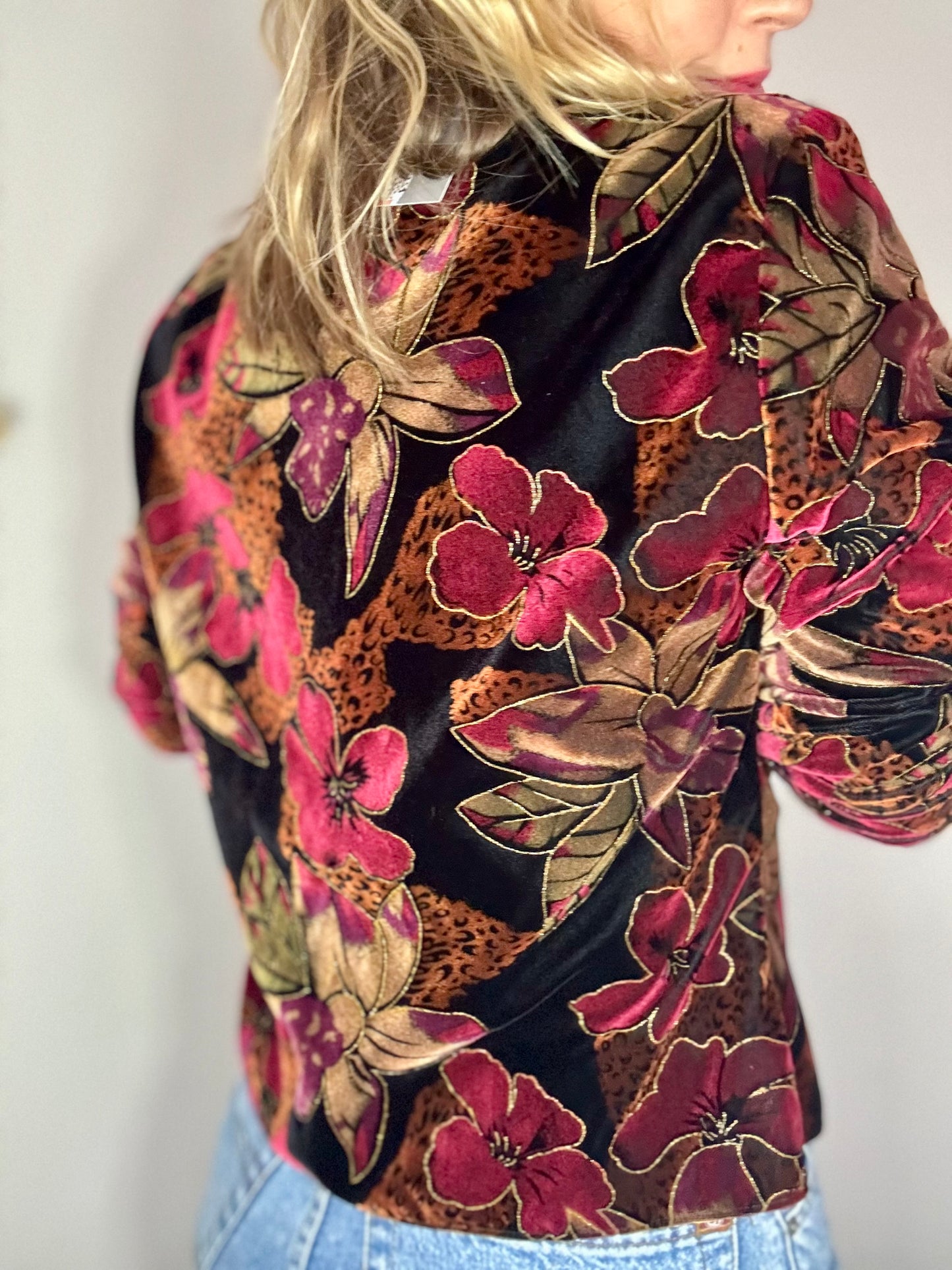 Vintage ‘velvet & leopard’ blouse/jacket