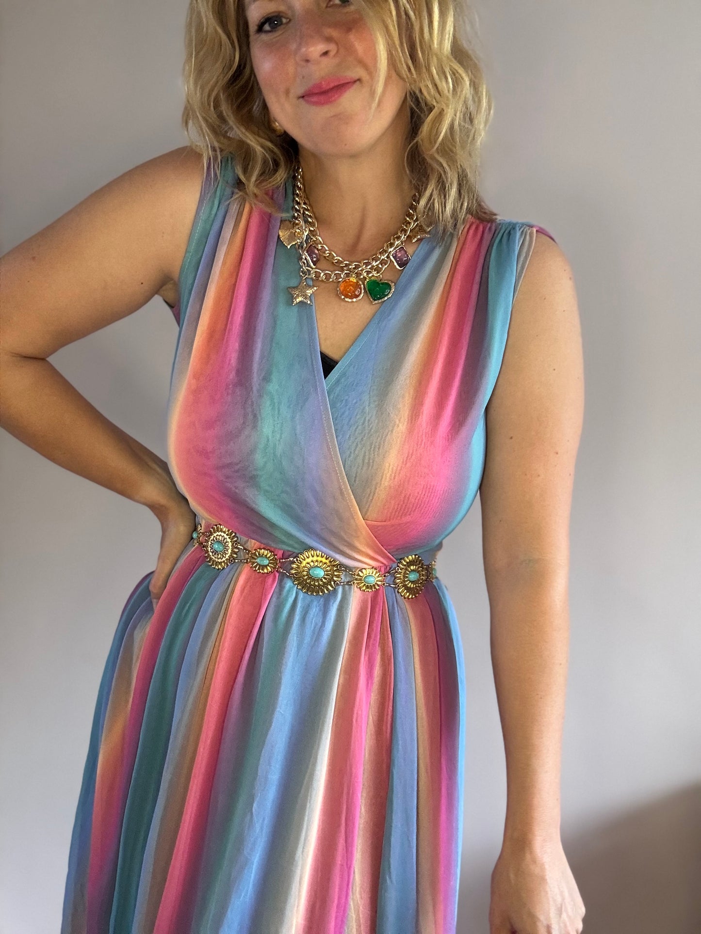Vintage ‘rainbow sash’ dress
