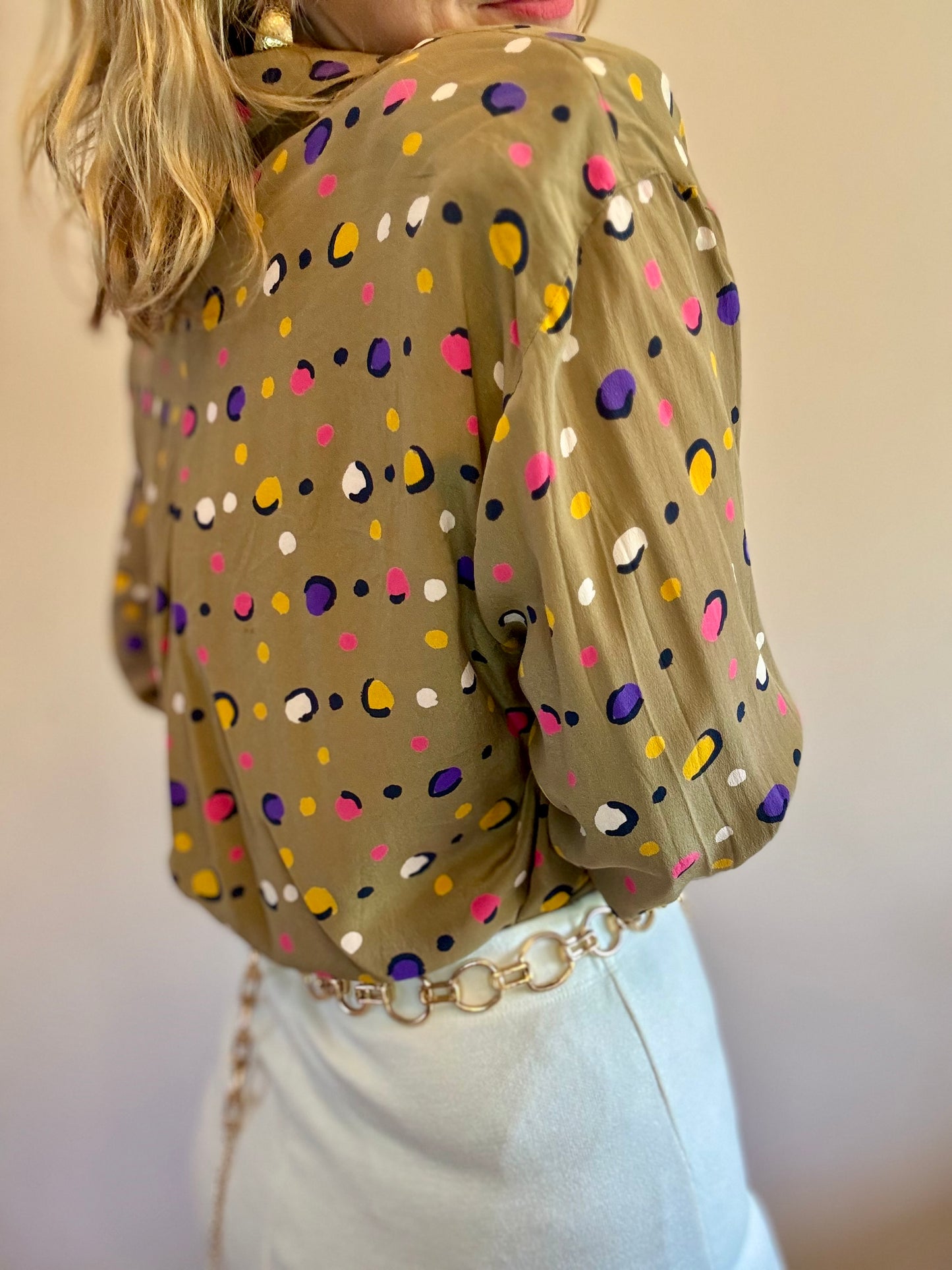 Vintage ‘bright polka dots’ blouse