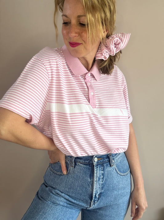 Reworked polo shirt with matching scrunchie