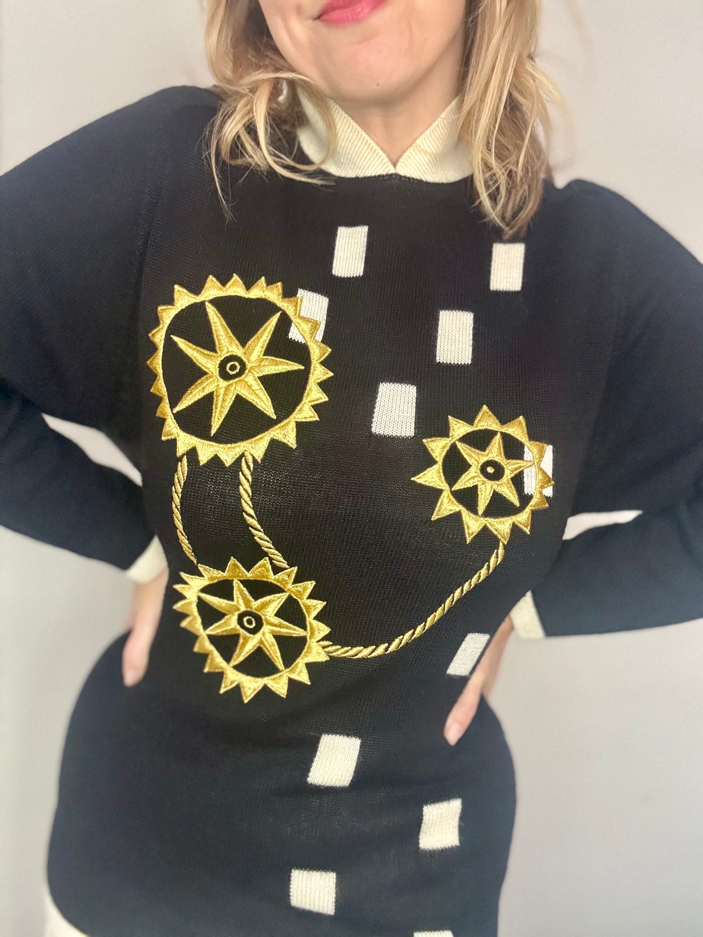 Vintage ‘gold & pleats’ two piece set