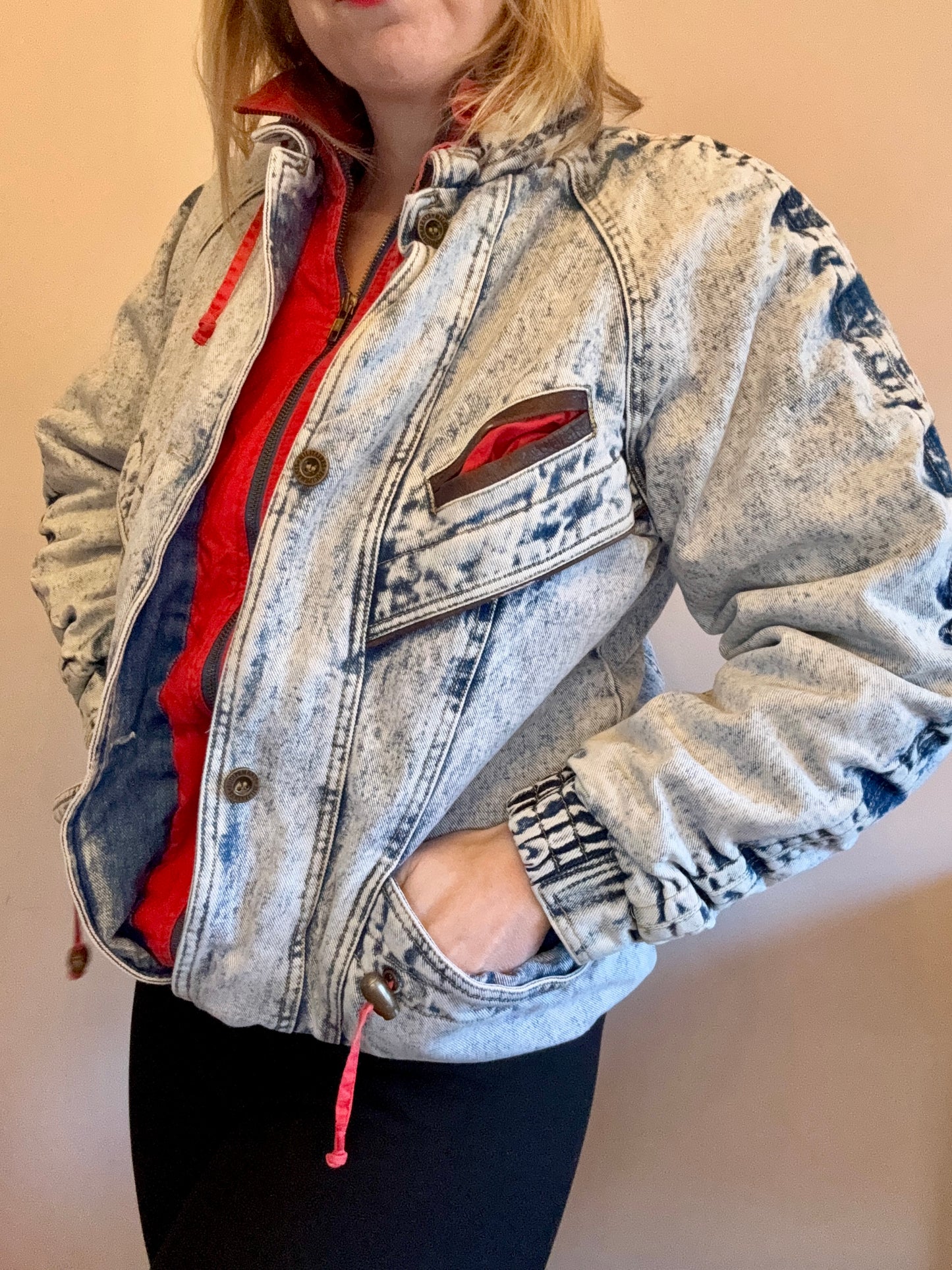 Vintage denim bomber jacket