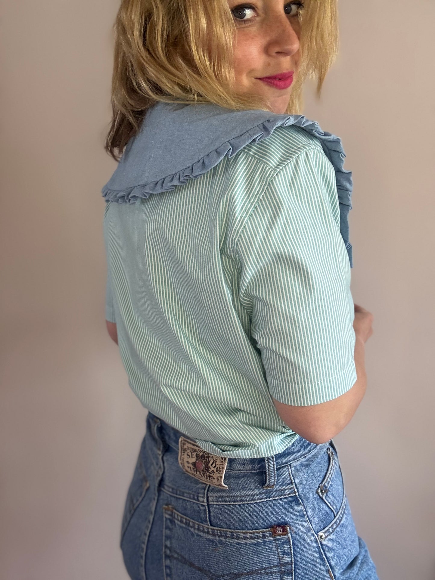 Reworked shirt with statement collar