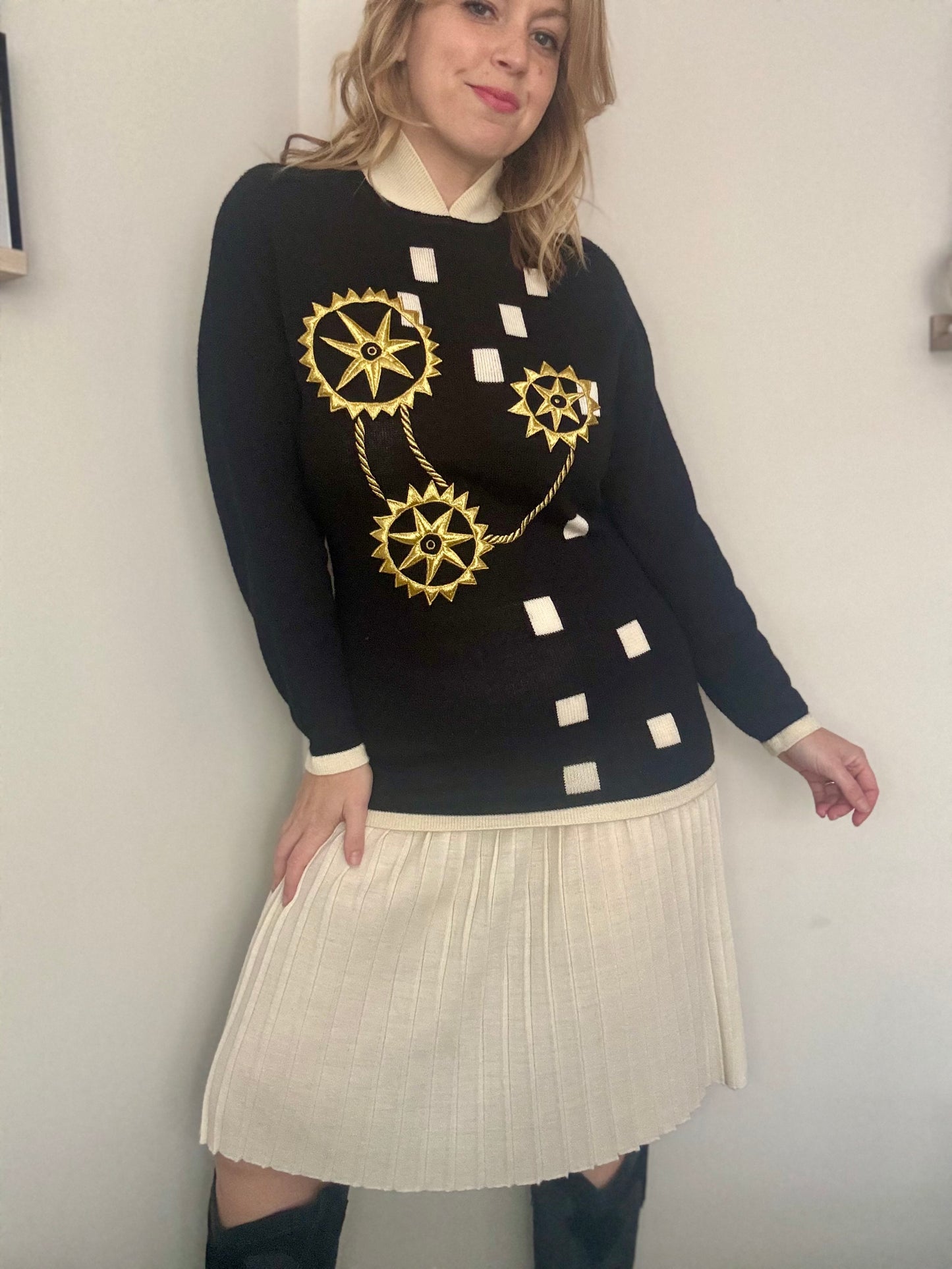 Vintage ‘gold & pleats’ two piece set