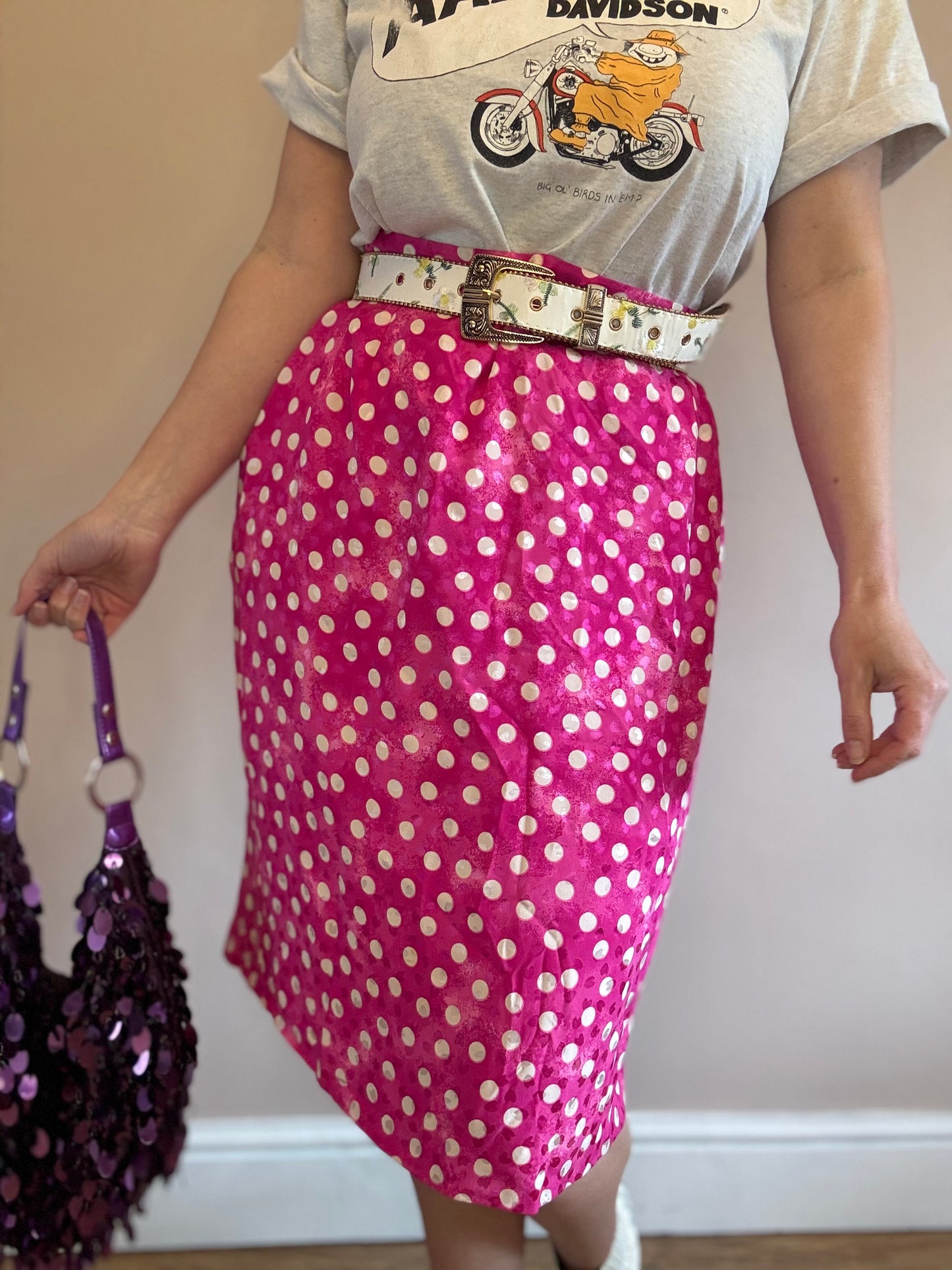 Vintage 1980s pink dots & hearts skirts