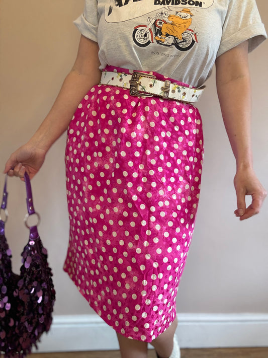 Vintage 1980s pink dots & hearts skirts