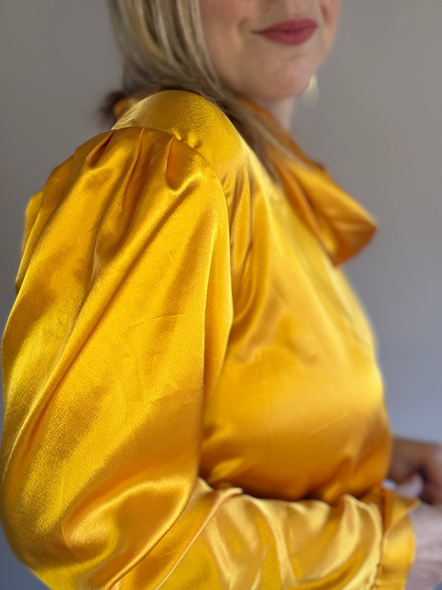 Vintage 1980s top with draped collar and side-tie